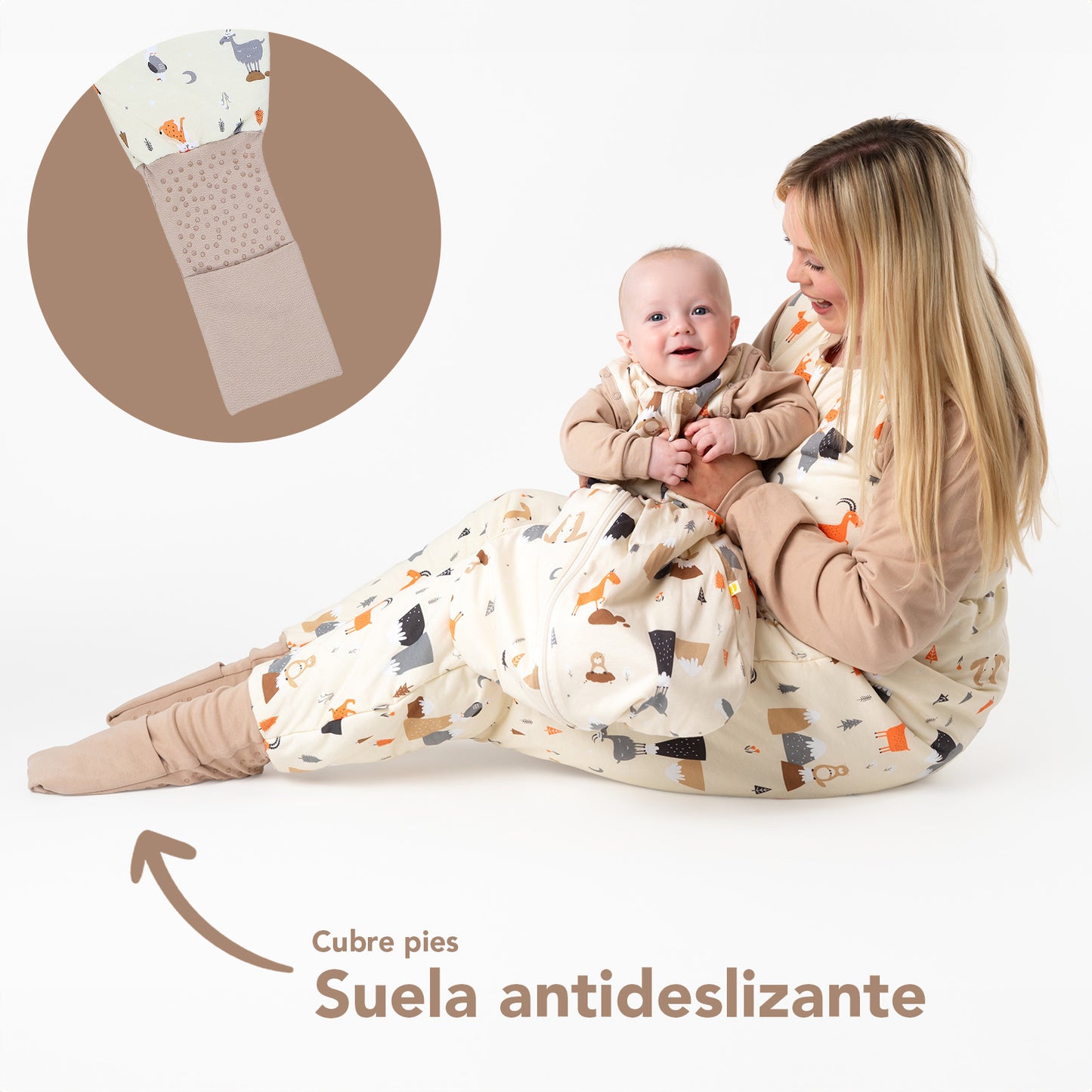 Saco de dormir con pies y suelas antideslizantes para adultos, 2.5 TOG