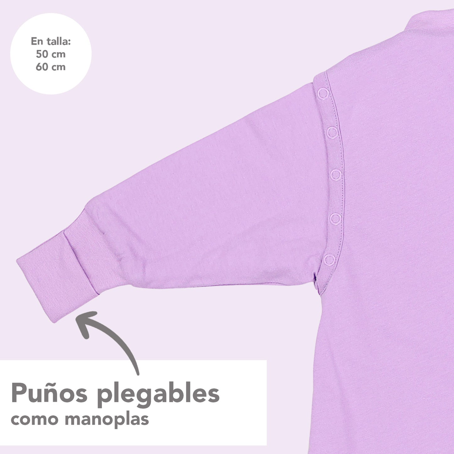 Saco de dormir con pies y suelas antideslizantes y mangas 1.0 TOG_Lila_puños_1200