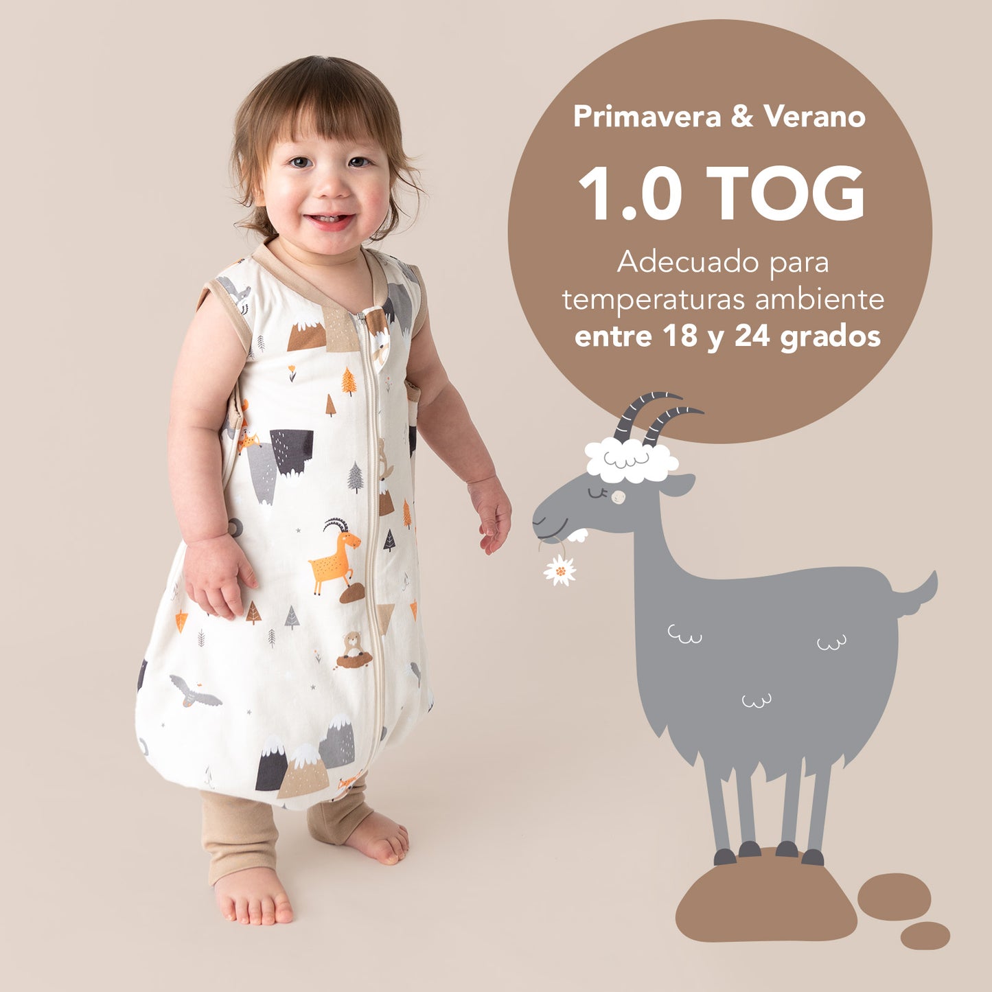 Saco de dormir con pies y suelas antideslizantes, 1.0 TOG