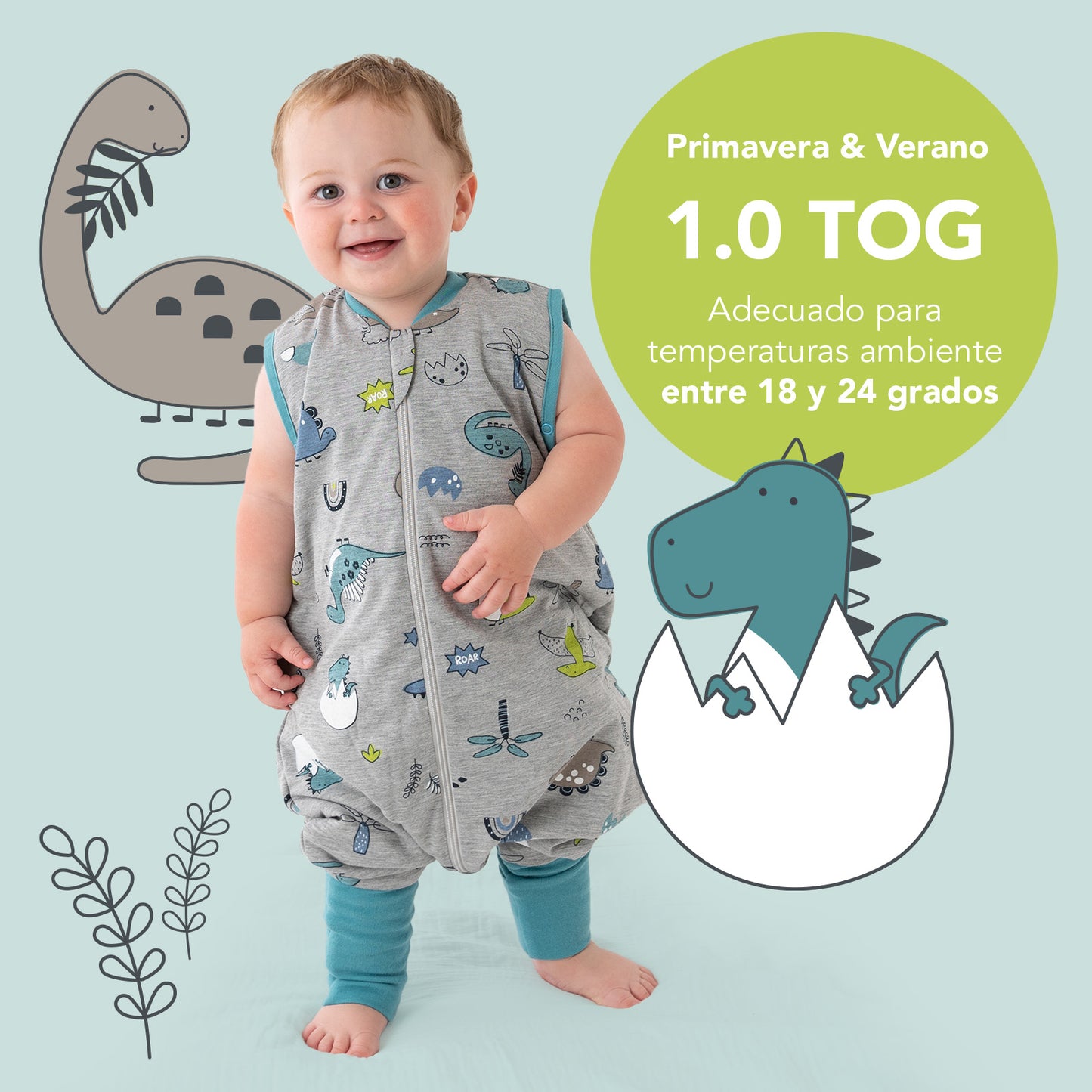 Saco de dormir con pies y suelas antideslizantes, 1.0 TOG