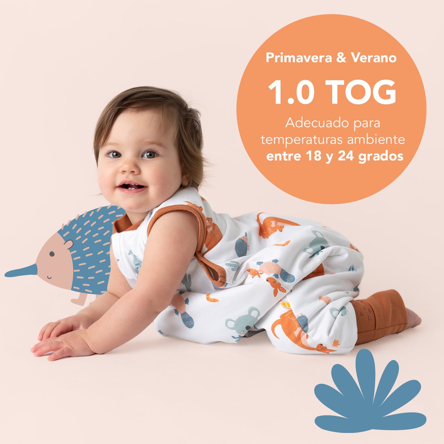 Saco de dormir con pies y suelas antideslizantes, 1.0 TOG