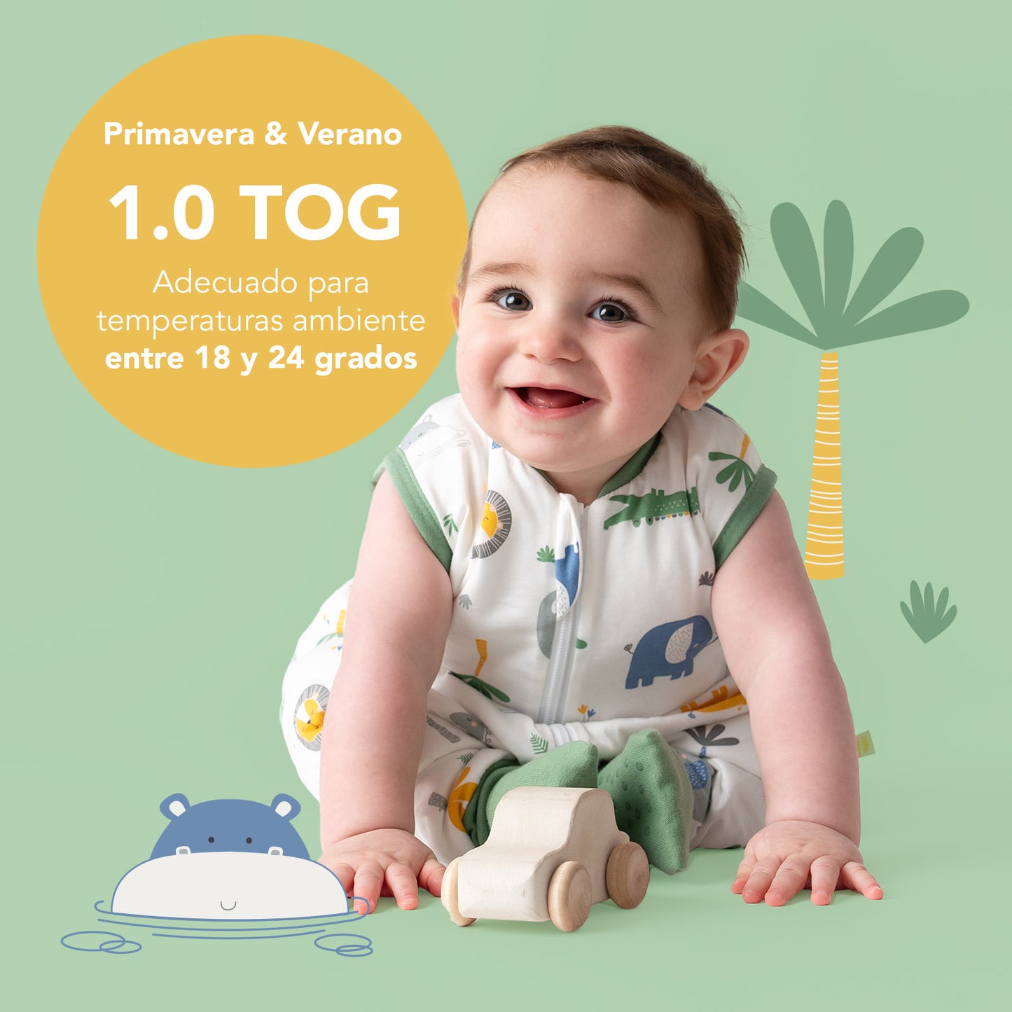 Saco de dormir con pies y suelas antideslizantes, 1.0 TOG
