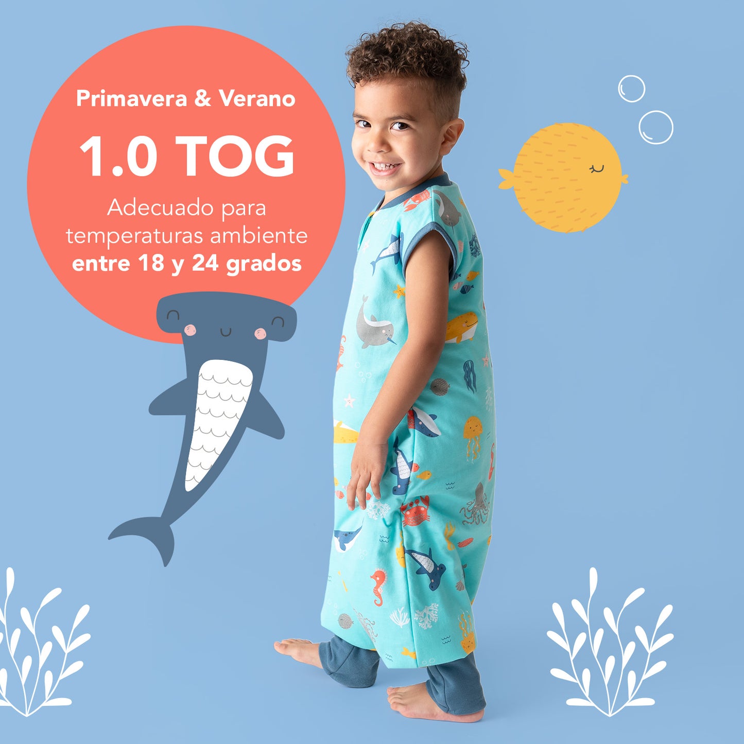 Saco de dormir con pies y suelas antideslizantes, 1.0 TOG