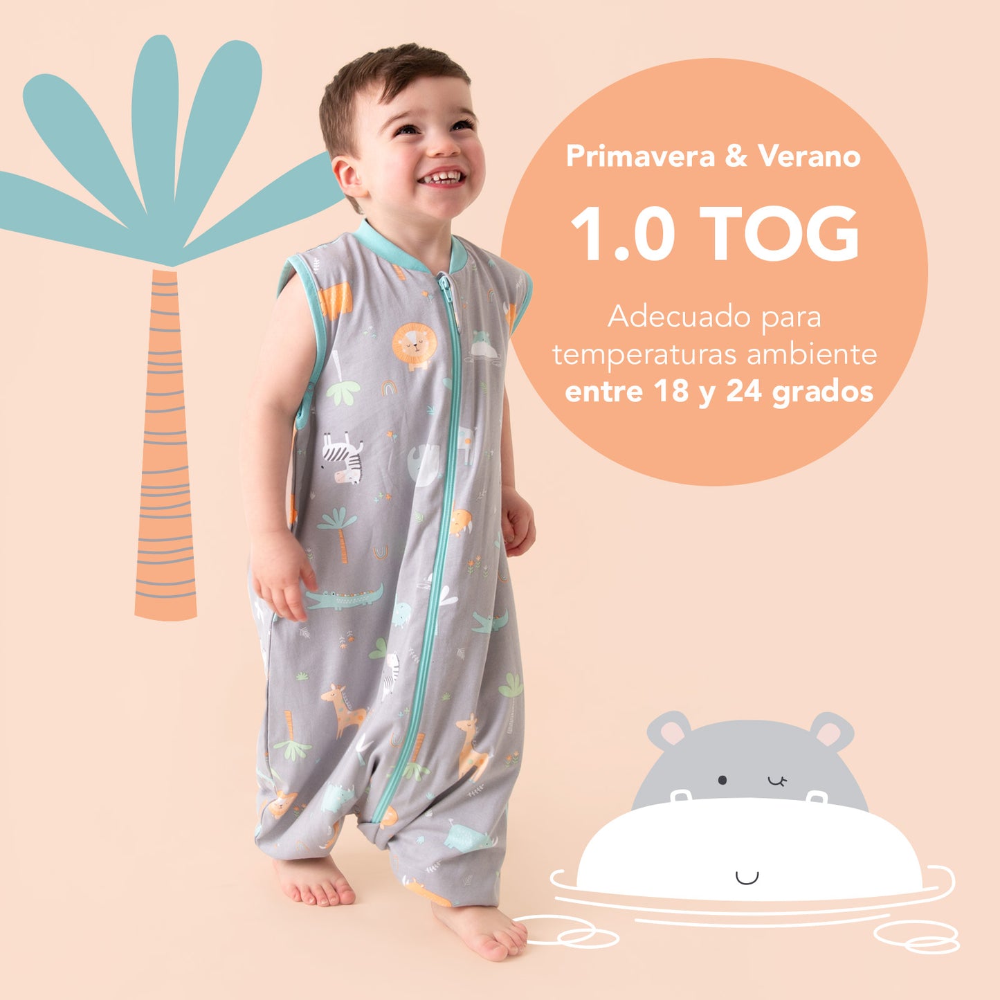 Saco de dormir con pies y suelas antideslizantes, 1.0 TOG