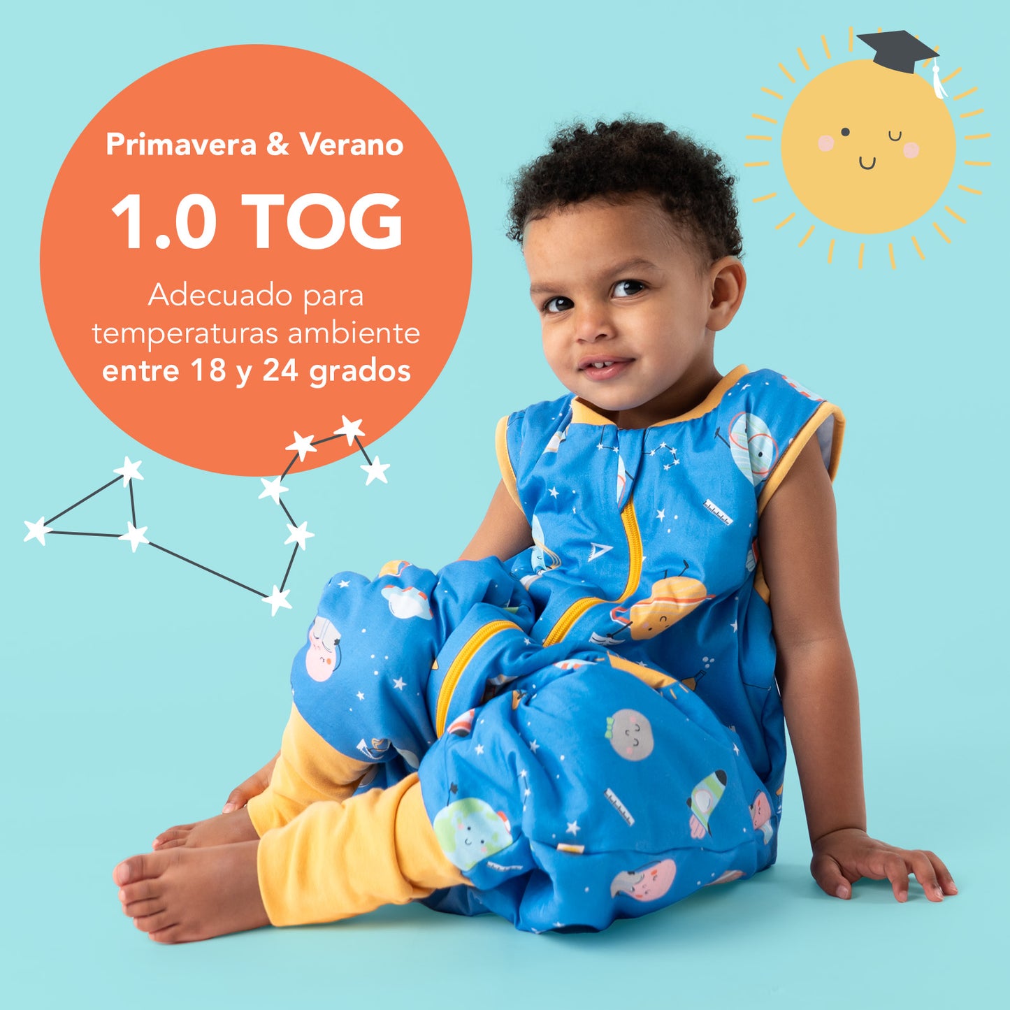 Saco de dormir con pies y suelas antideslizantes, 1.0 TOG