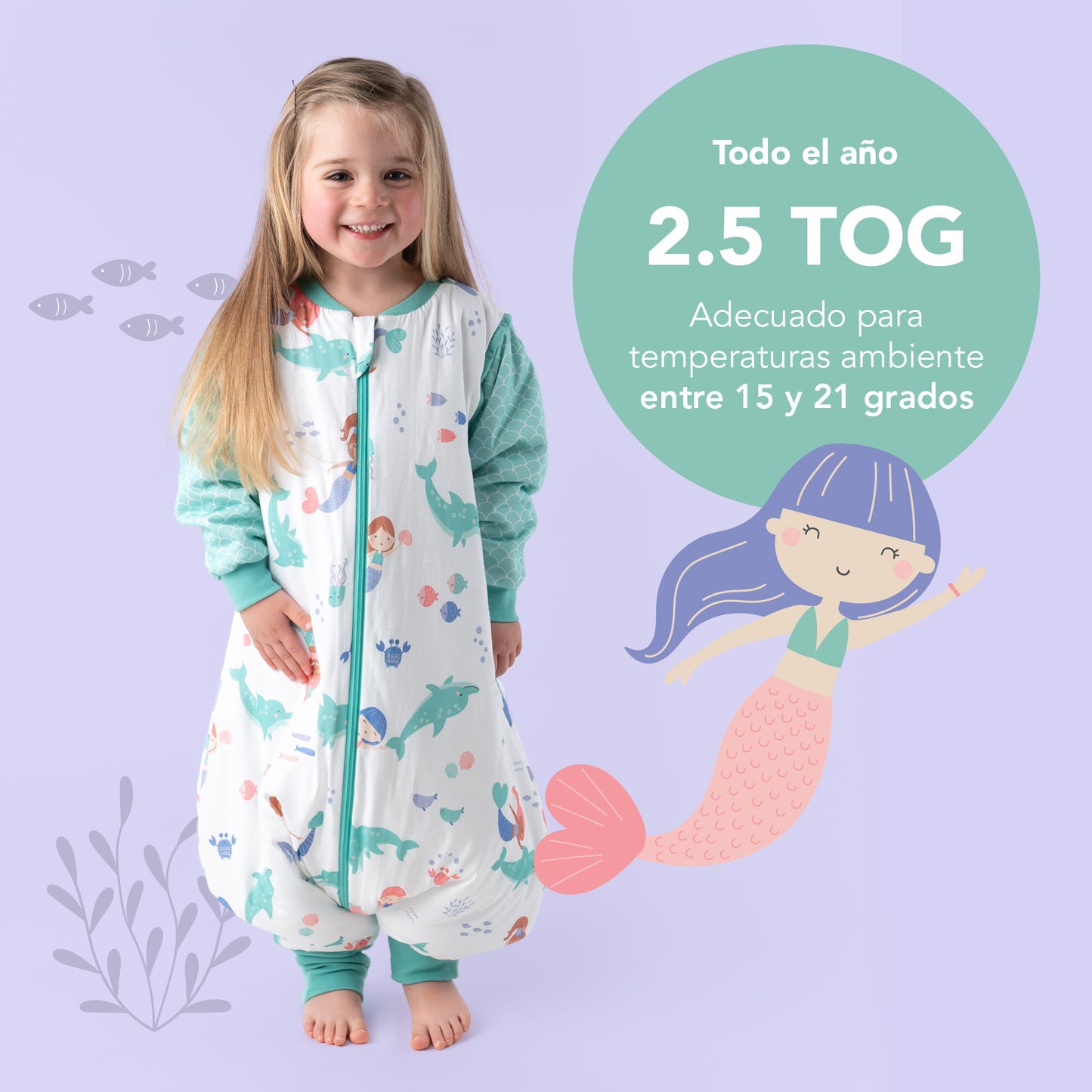 Saco de dormir con pies y suelas antideslizantes, 2.5 TOG
