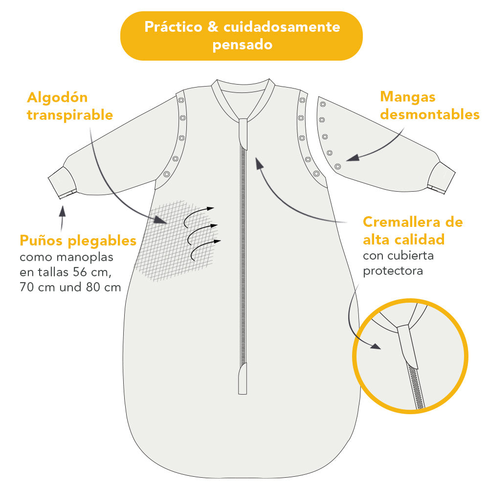 Saco de dormir para bebé de algódon orgánico, 2.5 TOG