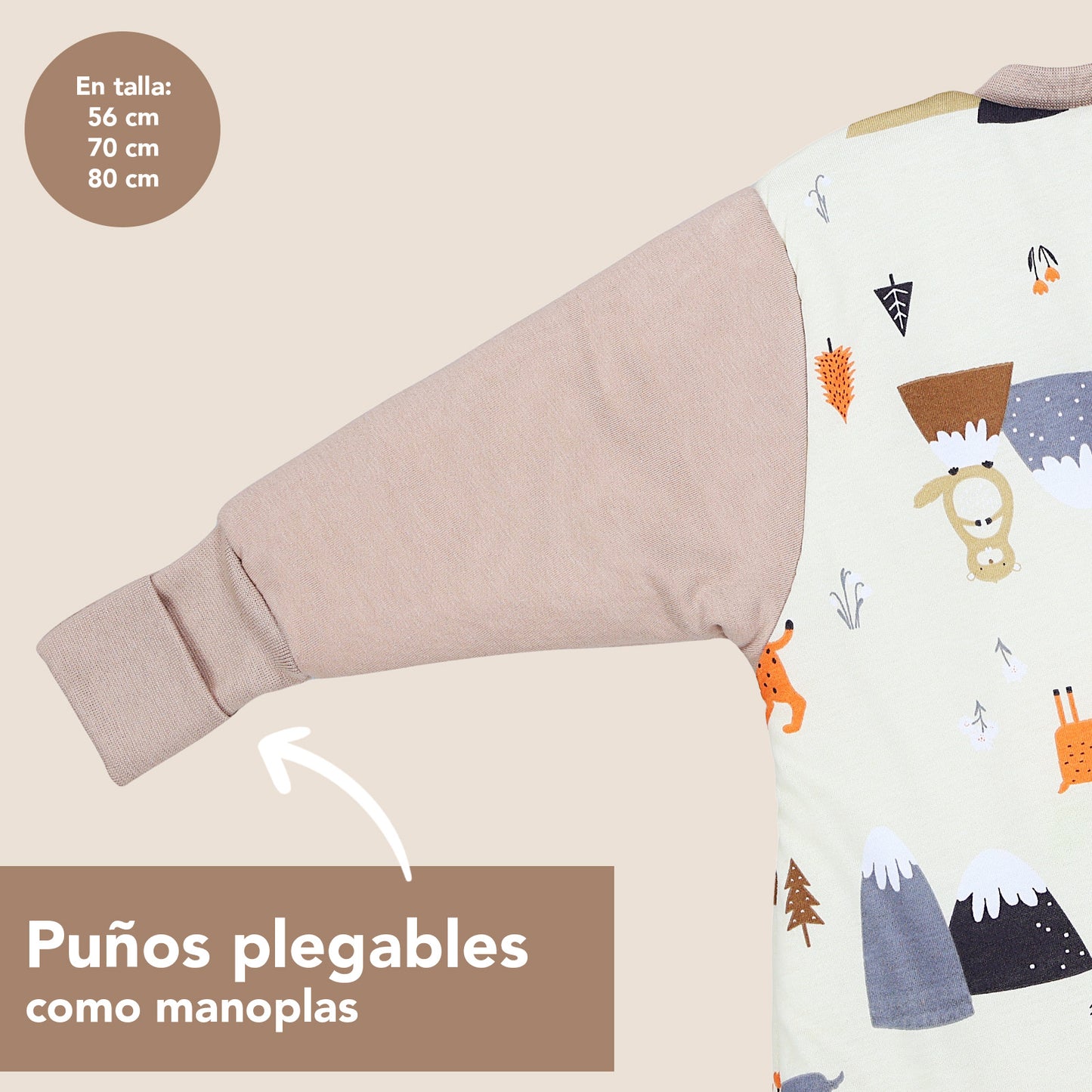 Saco de dormir para bebé 3.5 TOG_Animales de montaña_puños_471