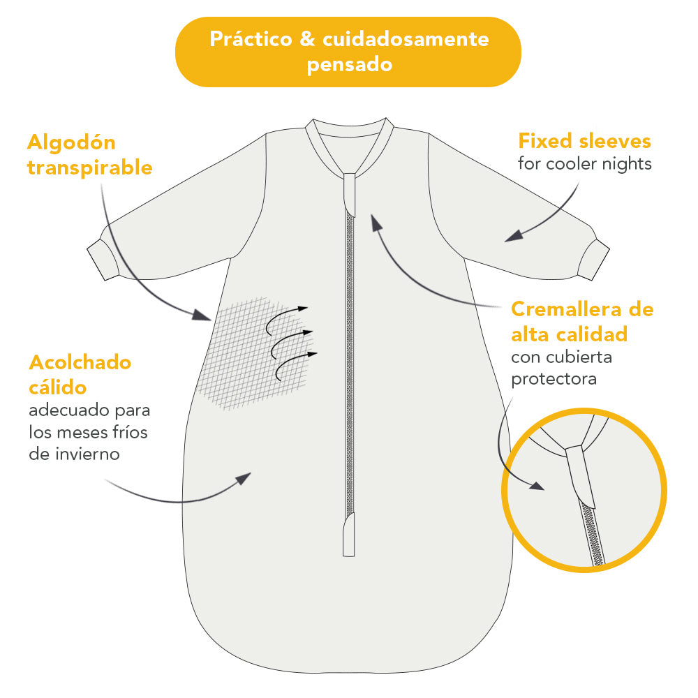 Saco de dormir para bebé de algódon orgánico, 3.5 TOG