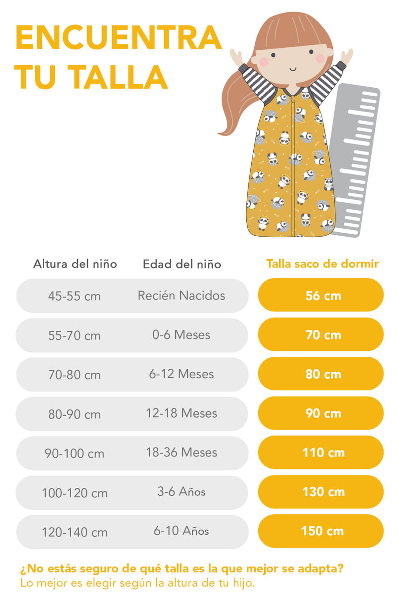 Calculadora de talla para sacos de dormir con pies