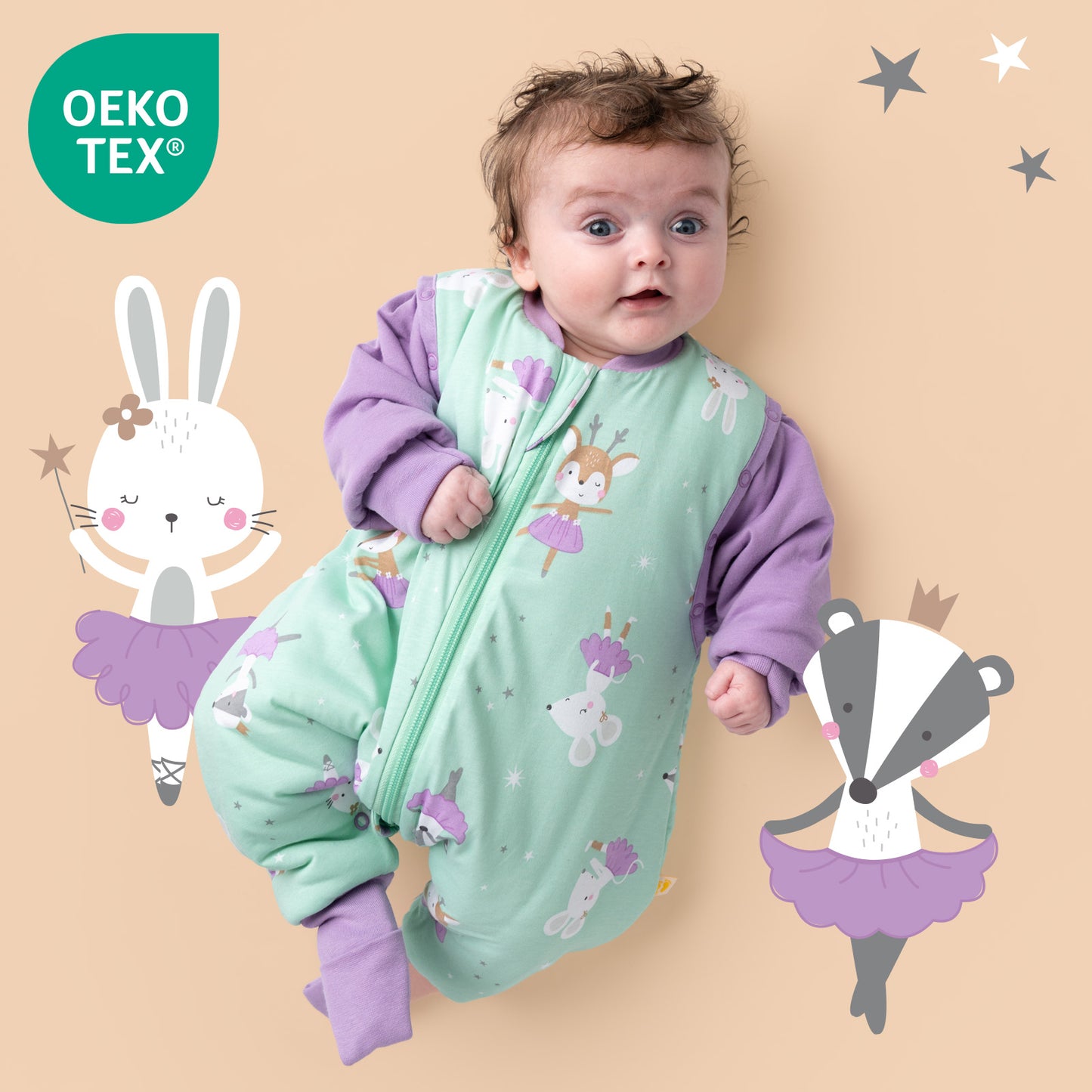 Saco de dormir con pies y suelas antideslizantes, 2.5 TOG