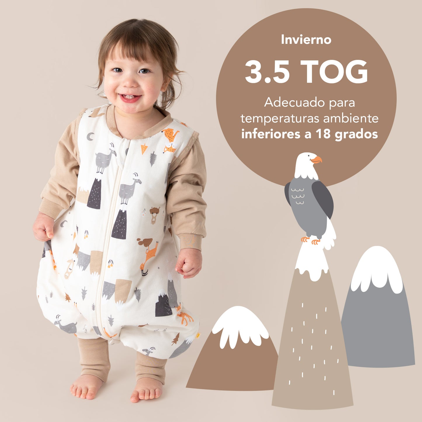 Saco de dormir con pies y suelas antideslizantes, 3.5 TOG