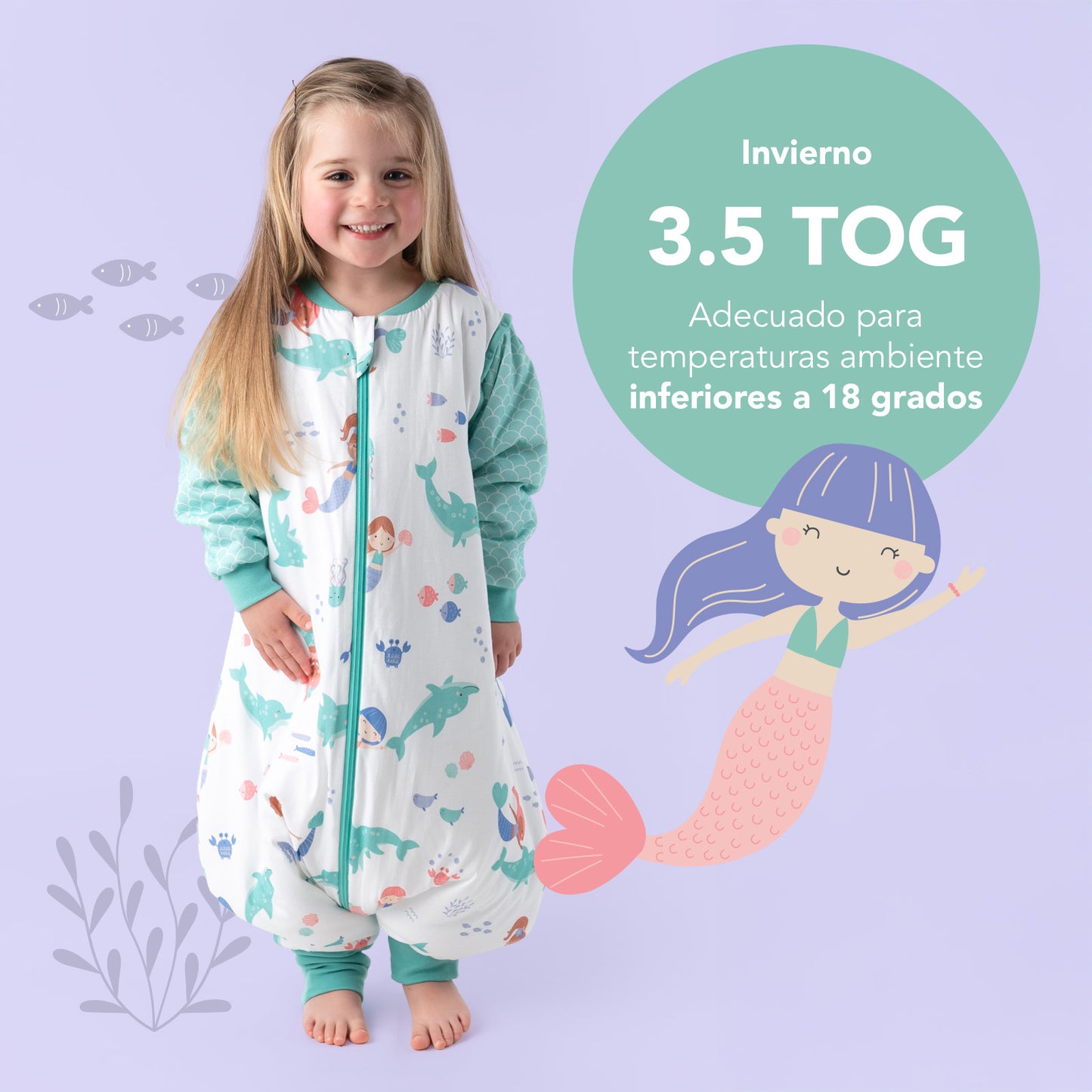 Saco de dormir con pies y suelas antideslizantes, 3.5 TOG