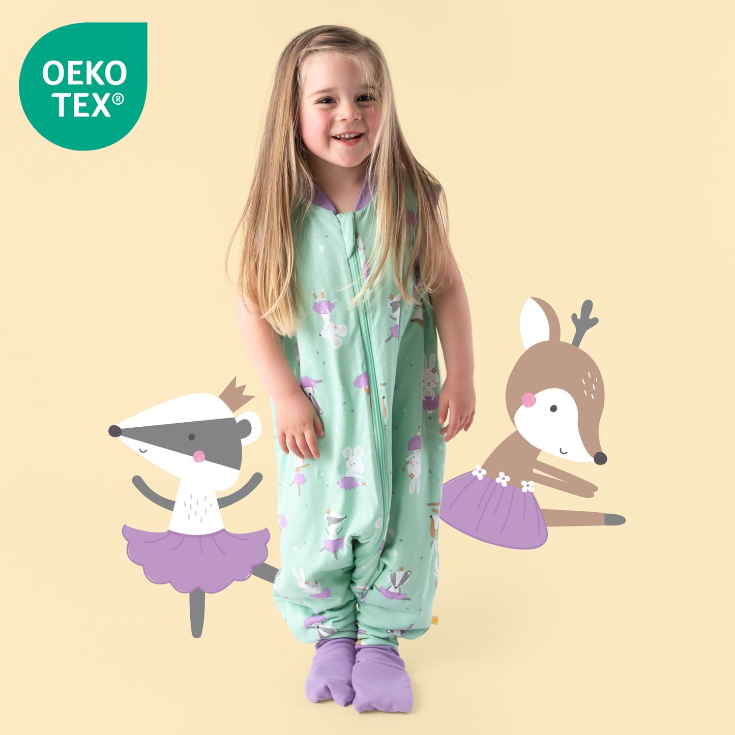 Saco de dormir con pies y suelas antideslizantes, 1.0 TOG