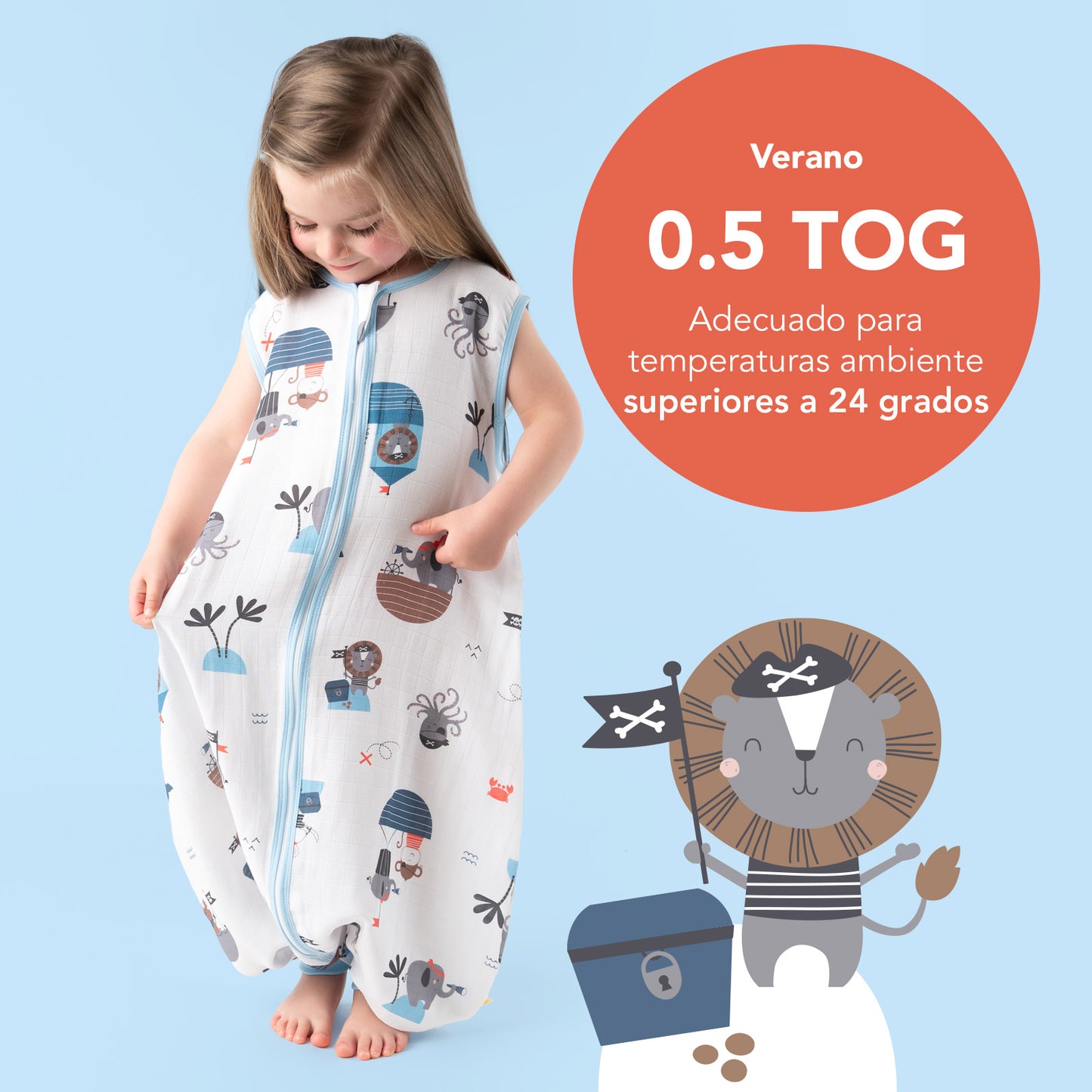 Saco de dormir con pies de muselina, 0.5 TOG