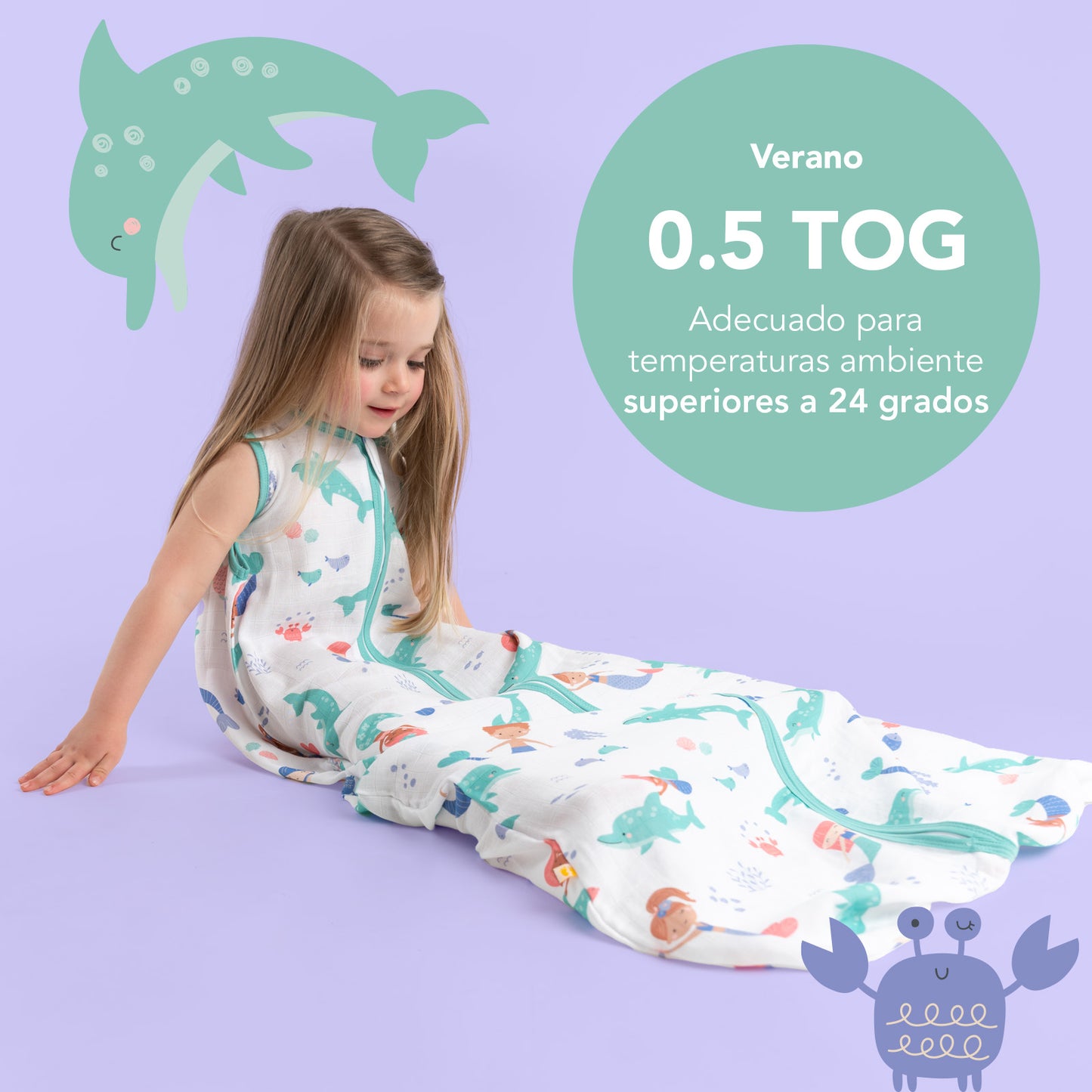 Saco de dormir para bebé de muselina, 0.5 TOG