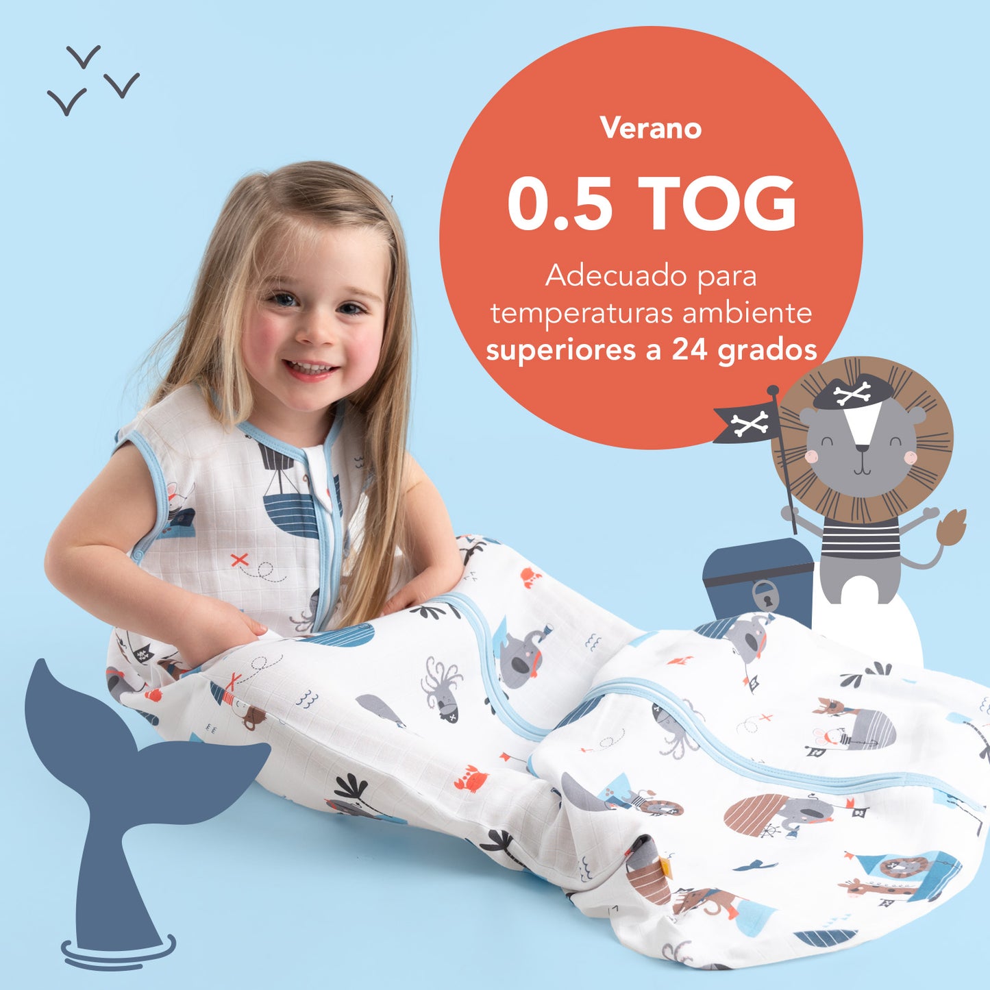 Saco de dormir para bebé de muselina, 0.5 TOG
