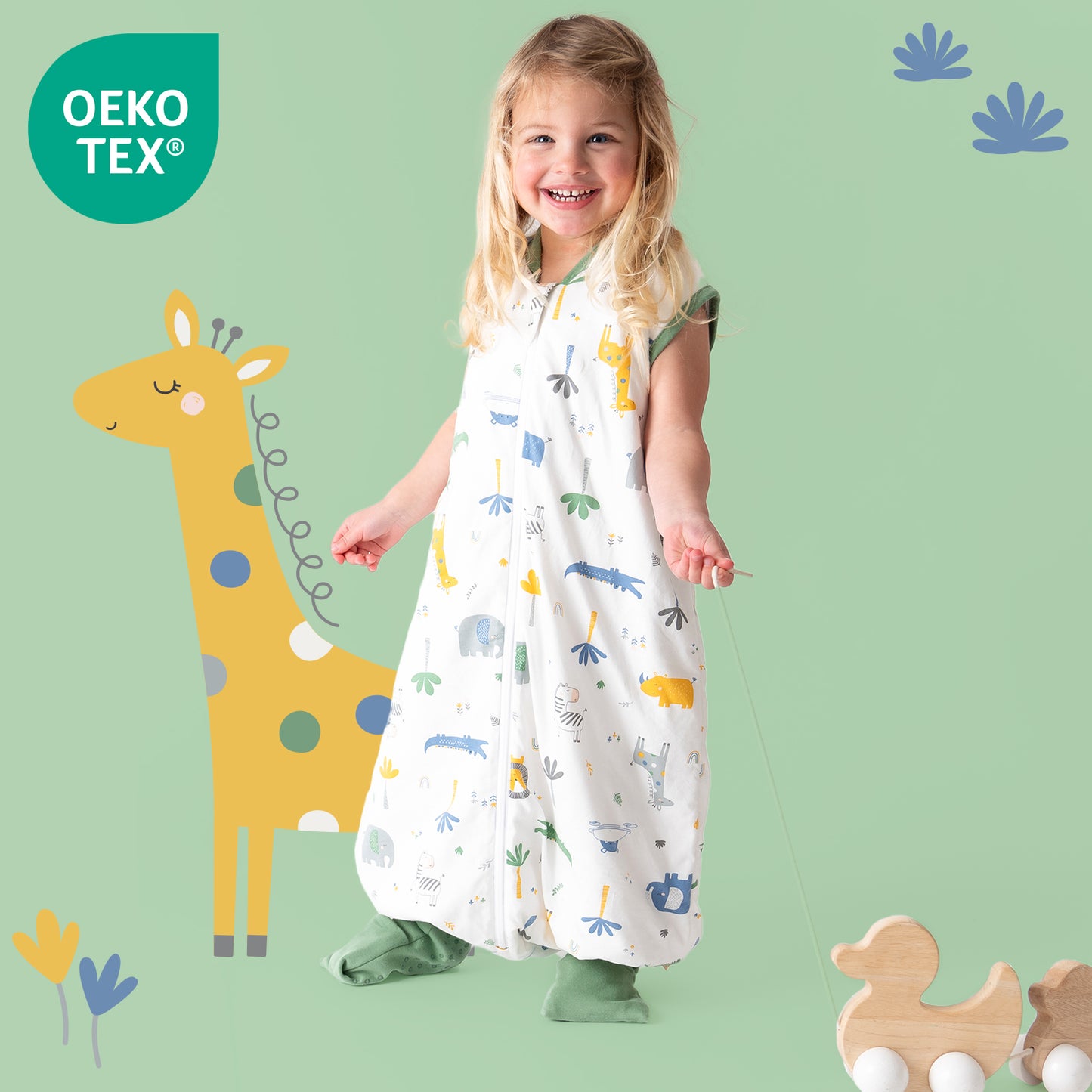 Saco de dormir con pies y suelas antideslizantes, 1.0 TOG