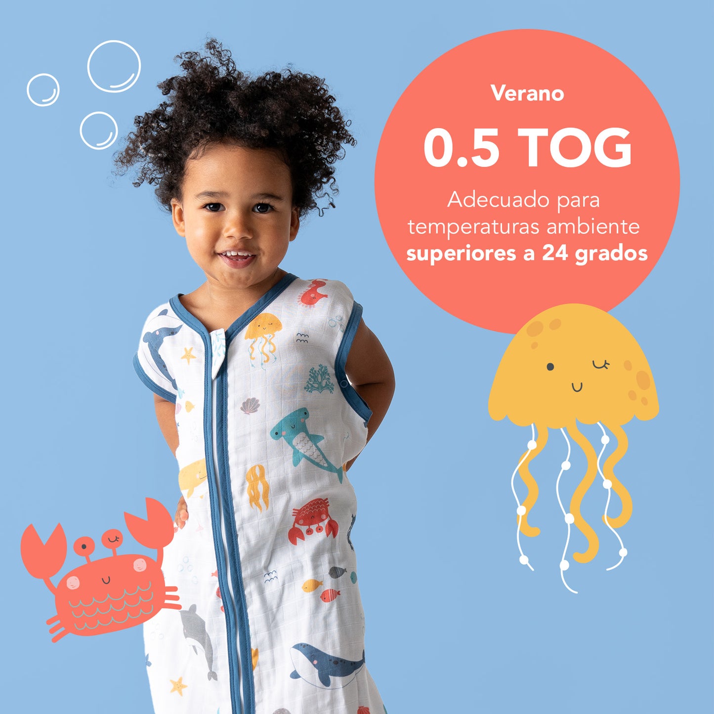 Saco de dormir para bebé de muselina, 0.5 TOG