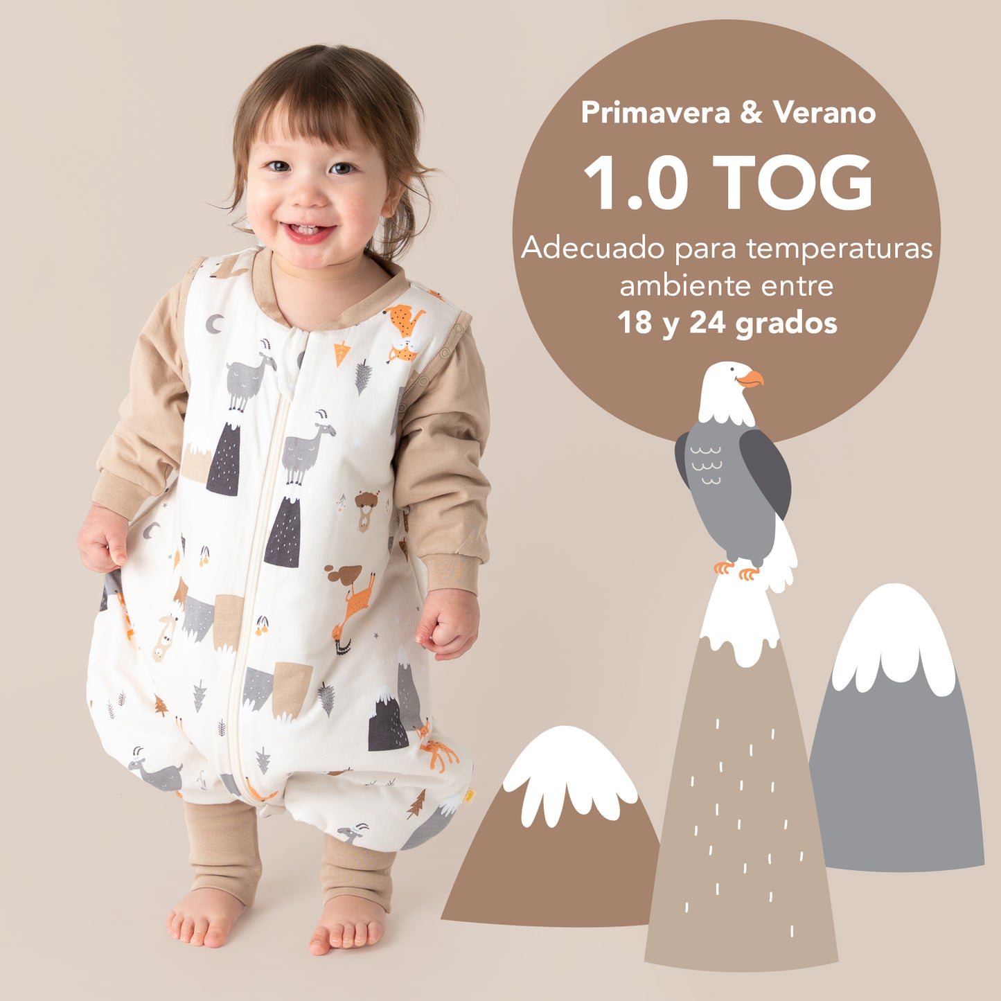 Saco de dormir con pies y suelas antideslizantes y mangas, 1.0 TOG
