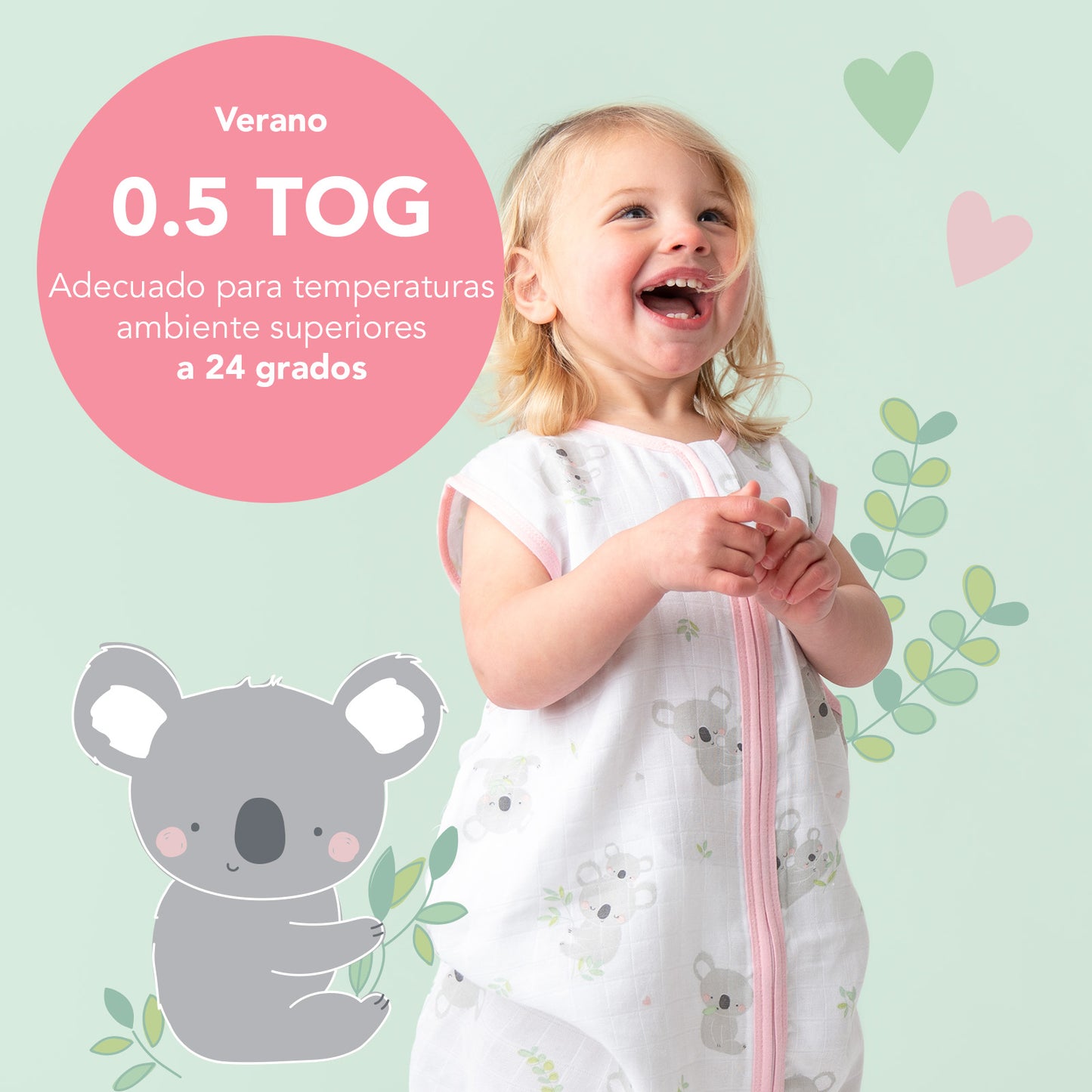 Saco de dormir para bebé de muselina, 0.5 TOG