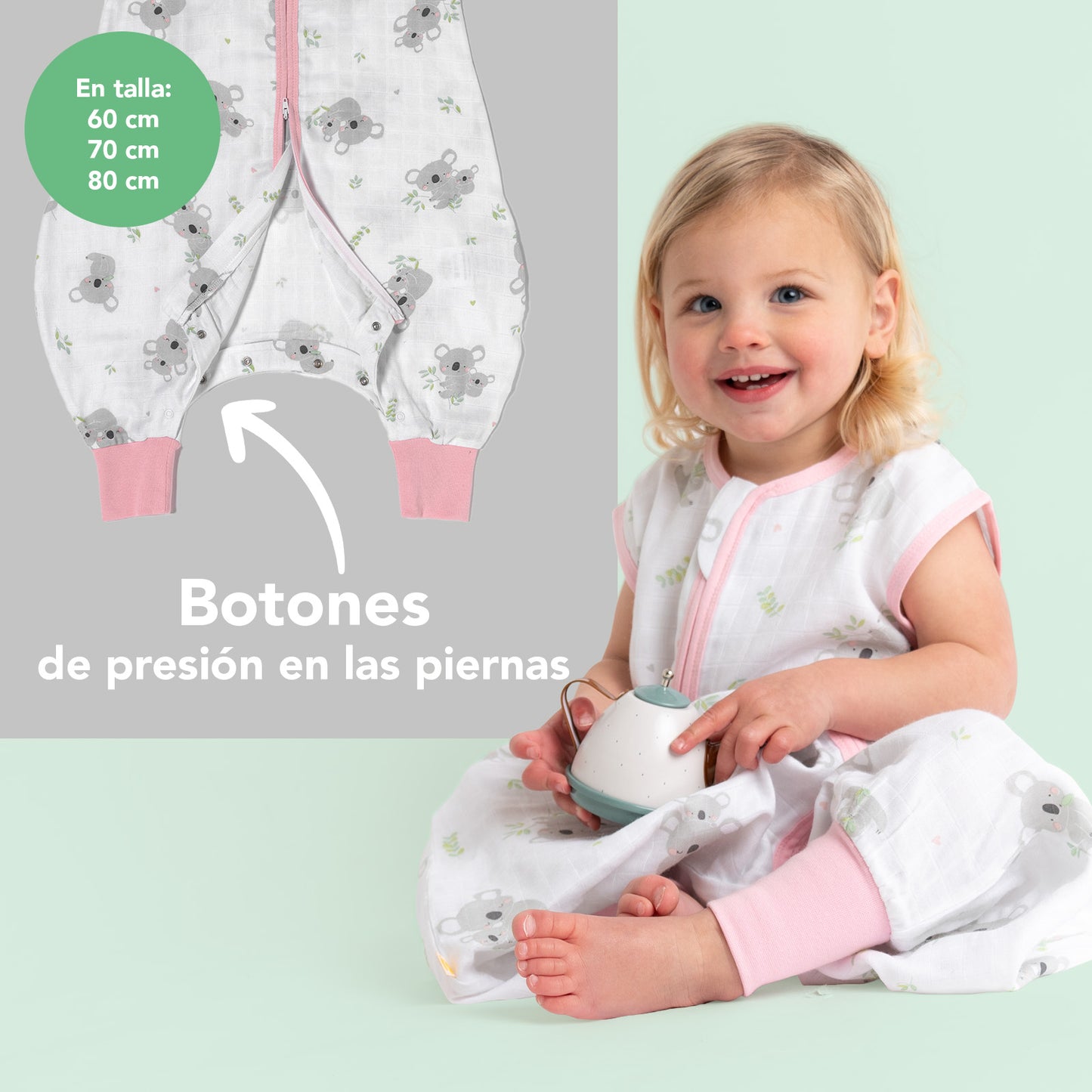 Saco de dormir con pies de muselina, 0.5 TOG