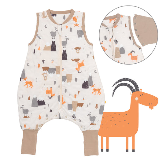 Saco de dormir con pies y suelas antideslizantes y mangas 1.0 TOG_Animales de montaña_Delantero con sisa_1182