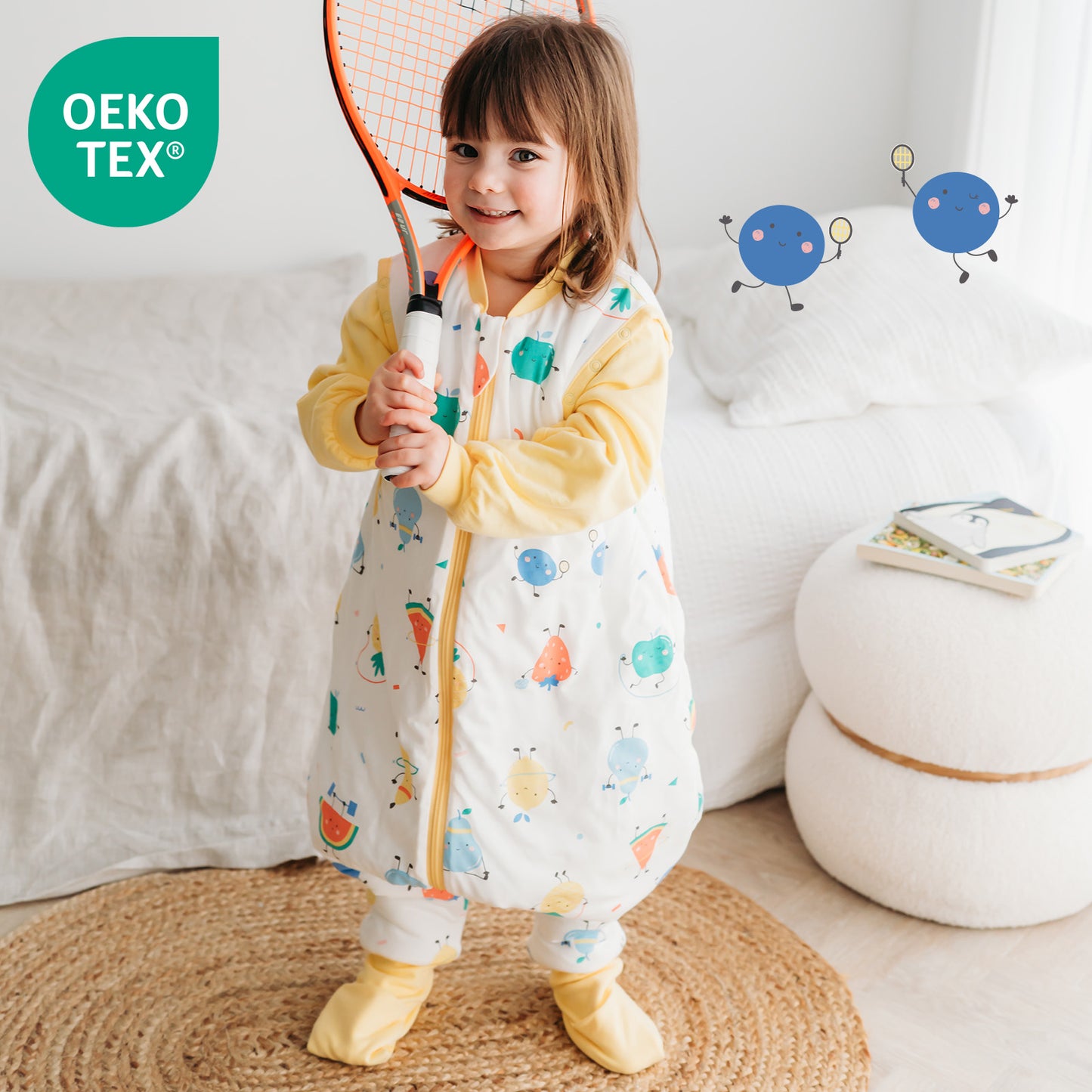 Saco de dormir con pies y suelas antideslizantes y mangas 1.0 TOG_Frutas en Forma_OEKOTEX_1182