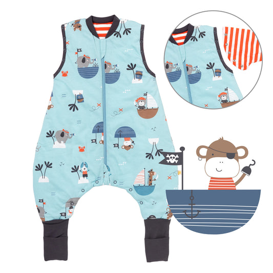 Saco de dormir con pies y suelas antideslizantes y mangas 1.0 TOG_Pirata_Delantero con sisa_1182