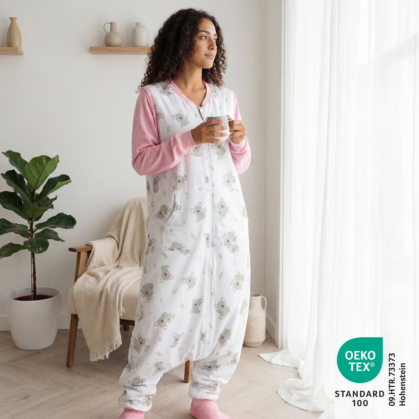 Saco de dormir con pies y suelas antideslizantes para adultos, 2.5 TOG