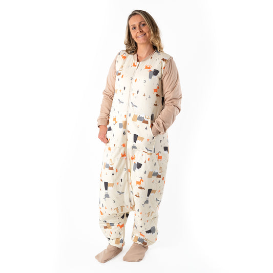 Saco de dormir con pies y suelas antideslizantes para adultos, 2.5 TOG