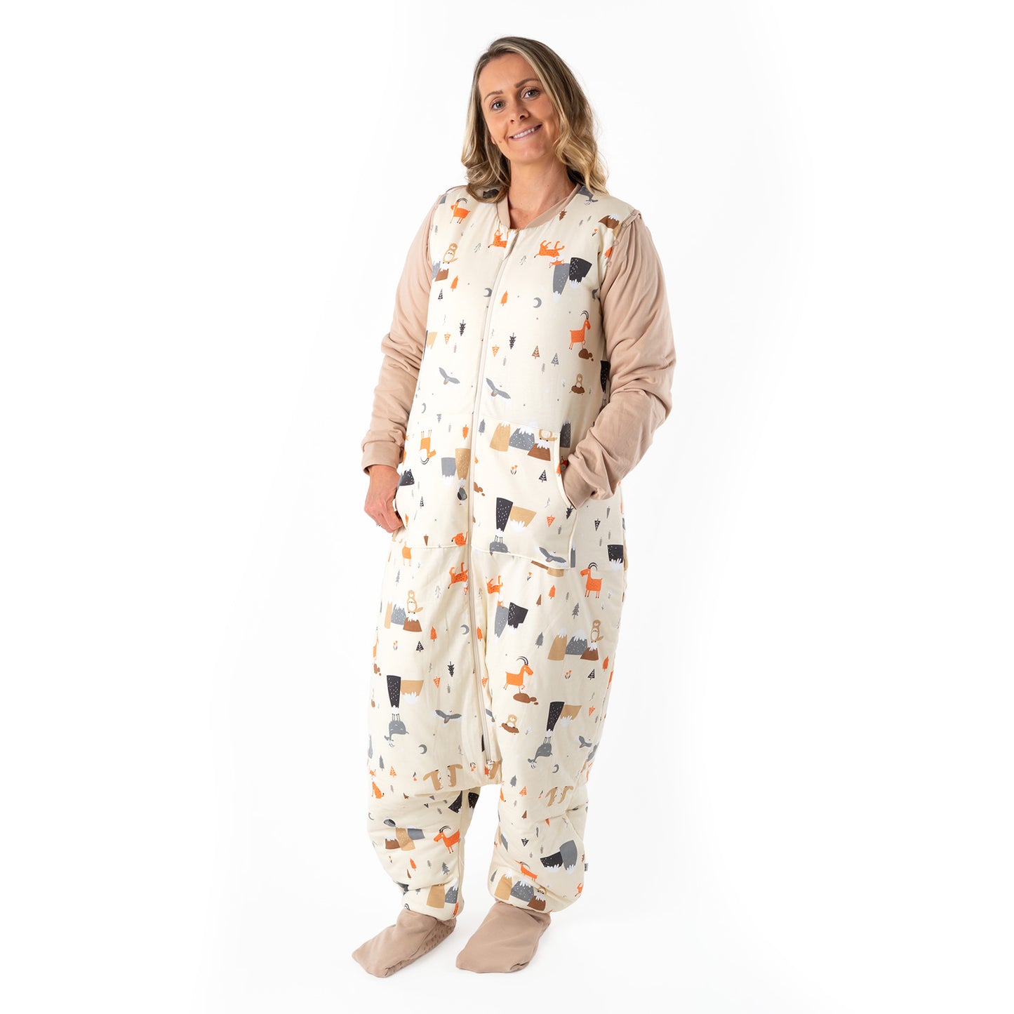 Saco de dormir con pies y suelas antideslizantes para adultos, 3.5 TOG