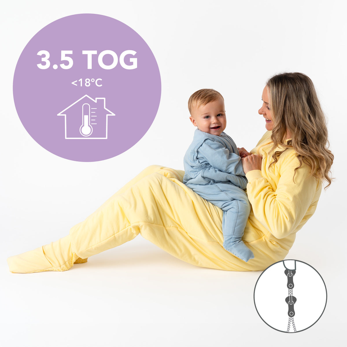Saco de dormir con pies y suelas antideslizantes para adultos 3.5 TOG_Amarillo Claro_TOG_1189