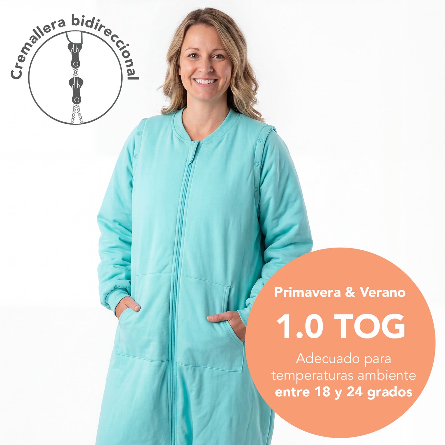 Saco de dormir con pies y suelas antideslizantes y mangas para adultos 1.0 TOG_Agua_TOG_1190