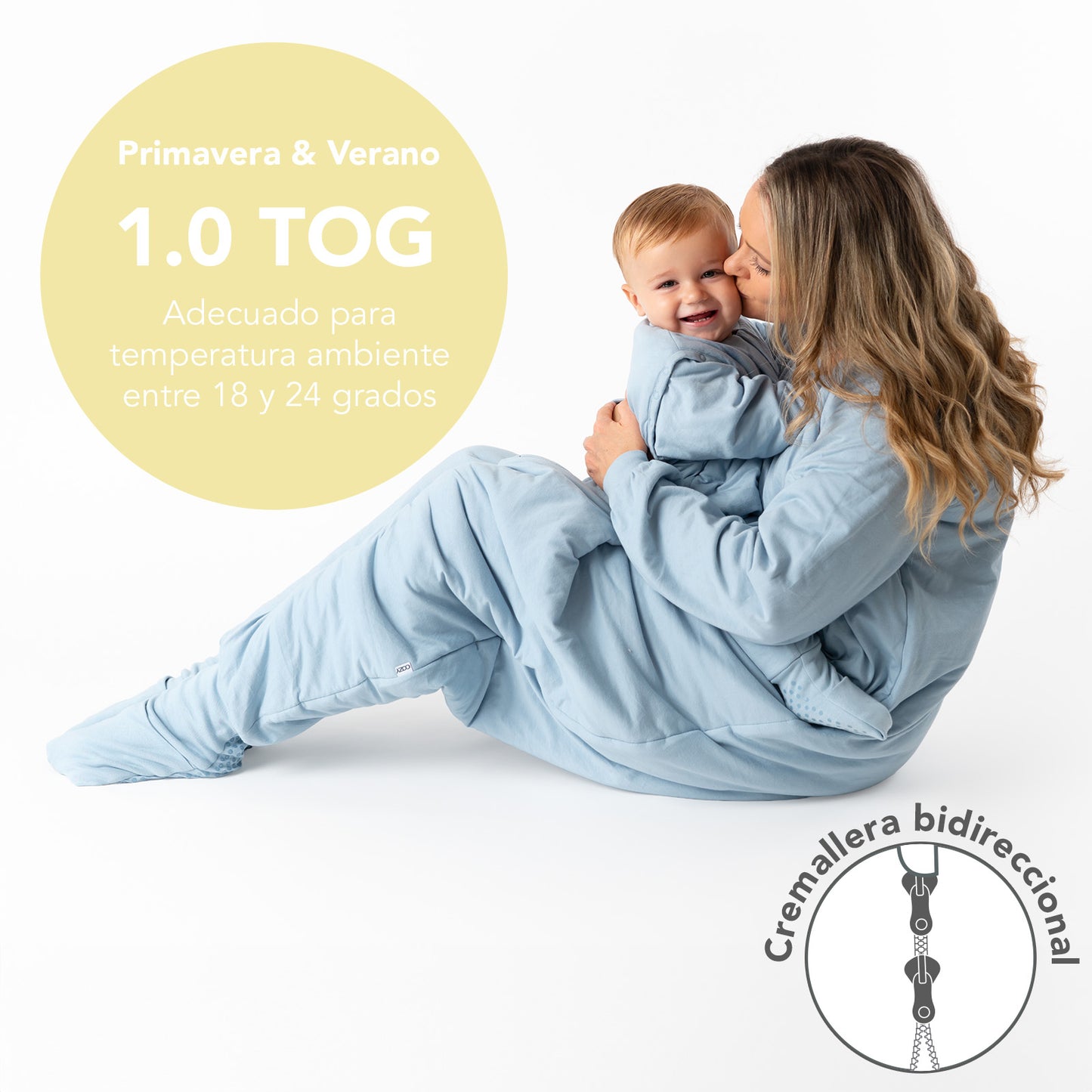 Saco de dormir con pies y suelas antideslizantes y mangas para adultos 1.0 TOG_Azul Hielo_TOG_1190
