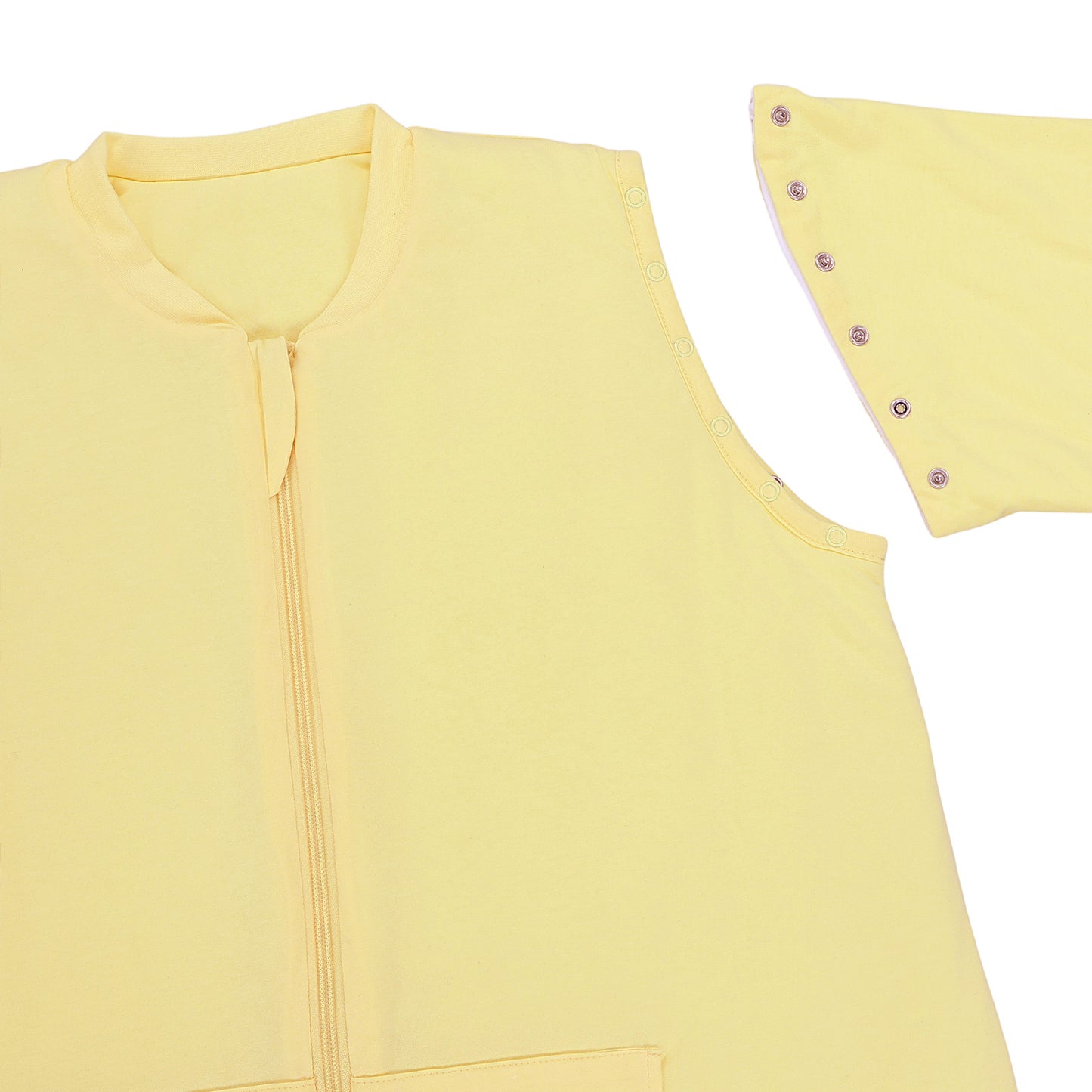 Saco de dormir con pies y suelas antideslizantes y mangas para adultos 1.0 TOG_Amarillo Claro_zona del brazo_1190