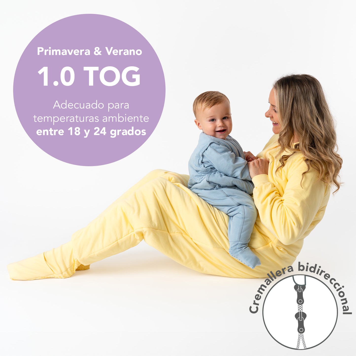 Saco de dormir con pies y suelas antideslizantes y mangas para adultos 1.0 TOG_Amarillo Claro_TOG_1190