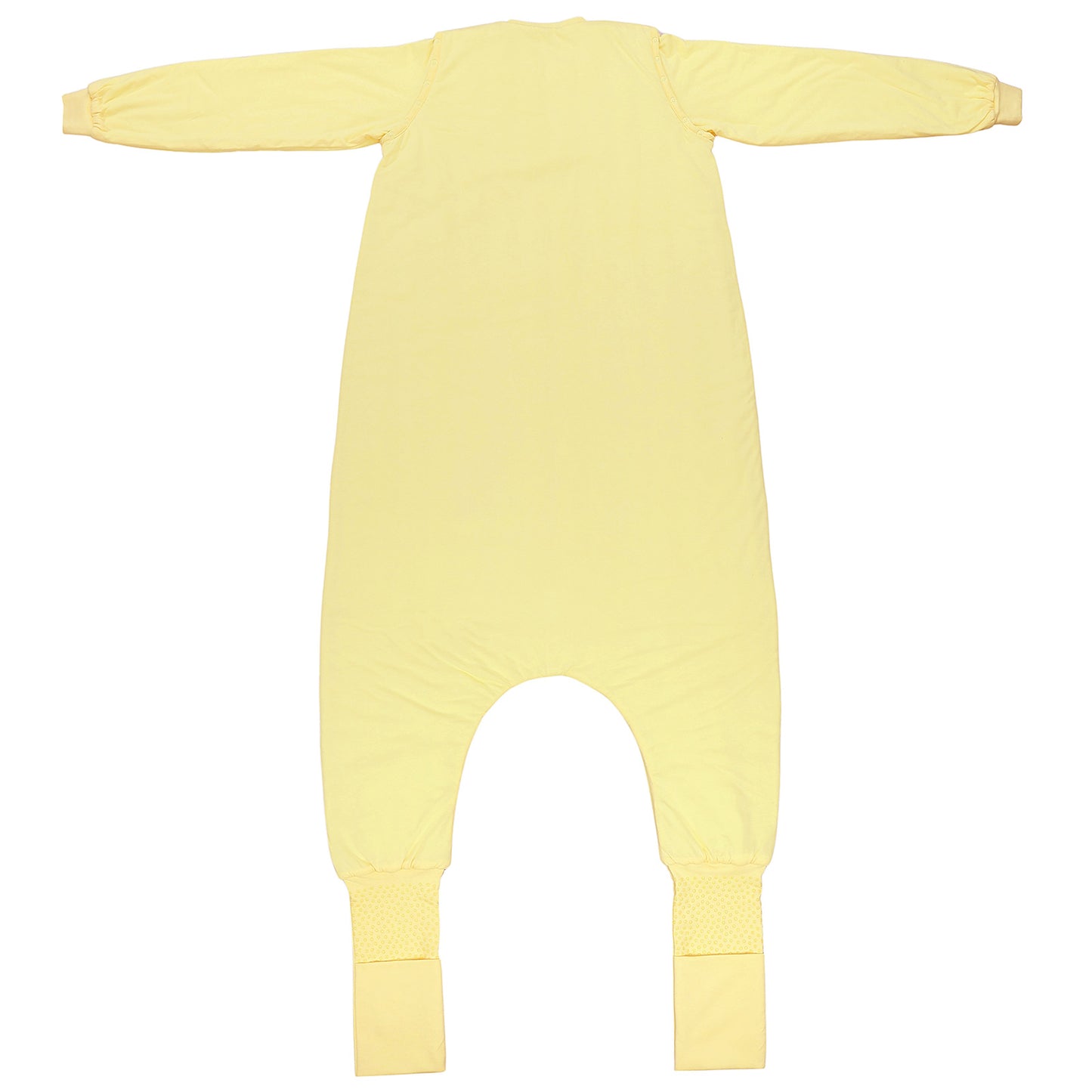 Saco de dormir con pies y suelas antideslizantes y mangas para adultos 1.0 TOG_Amarillo Claro_parte trasera_1190