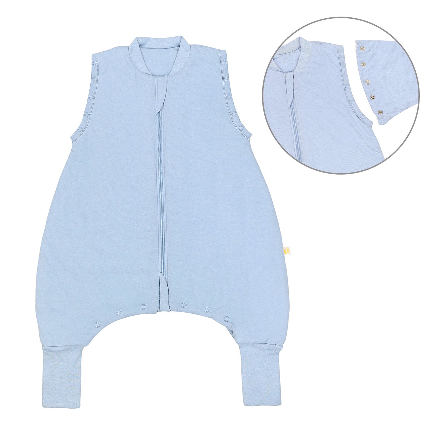 Saco de dormir con pies y suelas antideslizantes y mangas 1.0 TOG_Azul Hielo_Delantero con sisa_1200
