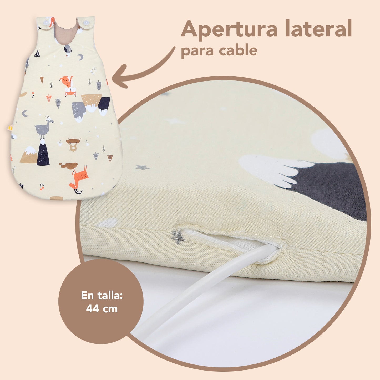 Saco de dormir para bebé 2.5 TOG_Animales de montaña_detalle3_1205