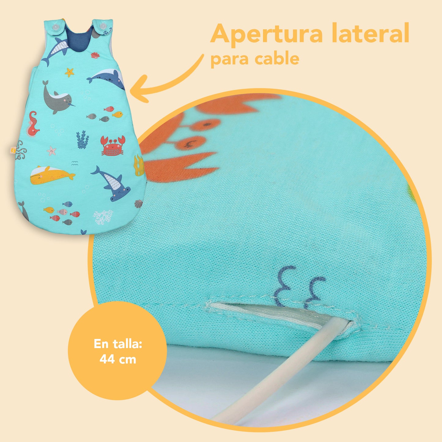 Saco de dormir para bebé 2.5 TOG_Animales marinos_detalle3_1205