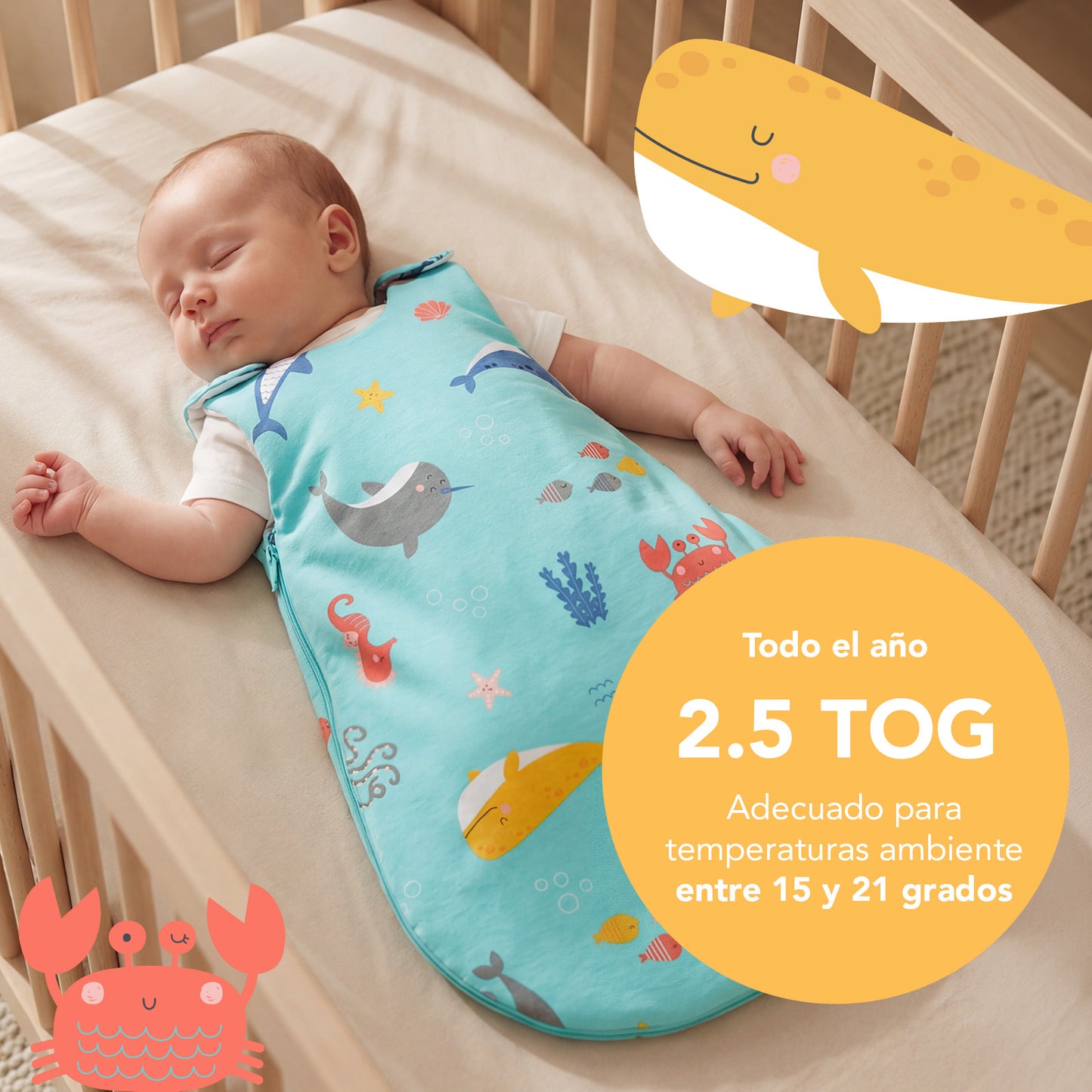 Saco de dormir para bebé 2.5 TOG_Animales marinos_TOG_1205