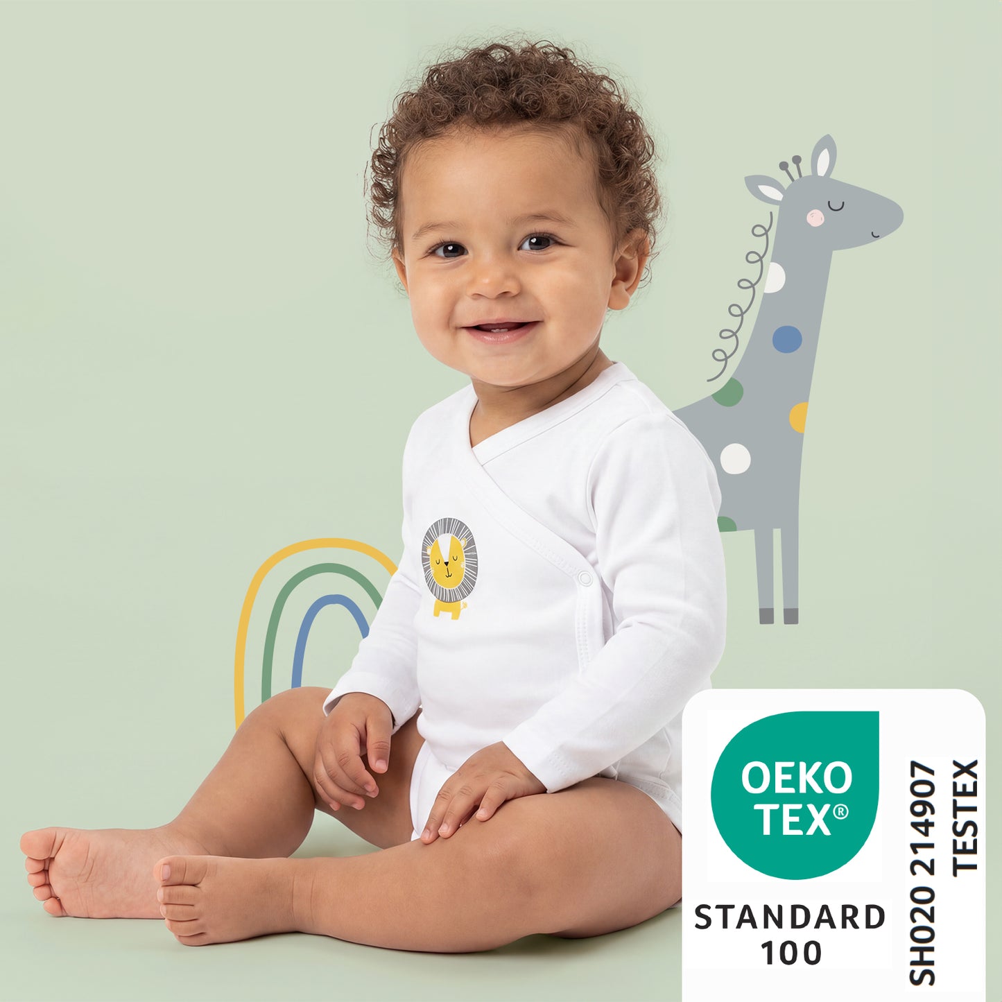 Pack de 3 wrap bodies manga larga de algódon orgánico_Amigos animales_OEKOTEX_1208