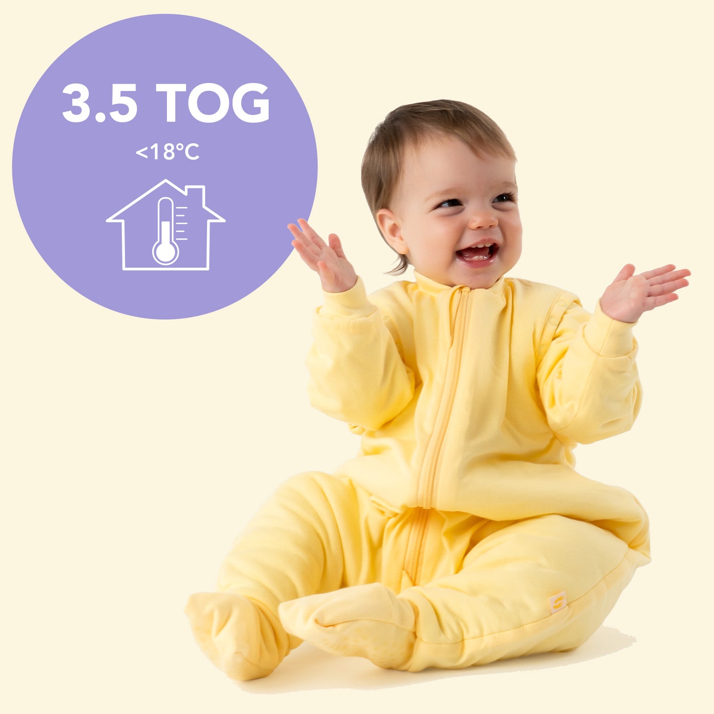 Saco de dormir con pies y suelas antideslizantes 3.5 TOG_Amarillo Claro_TOG_1209