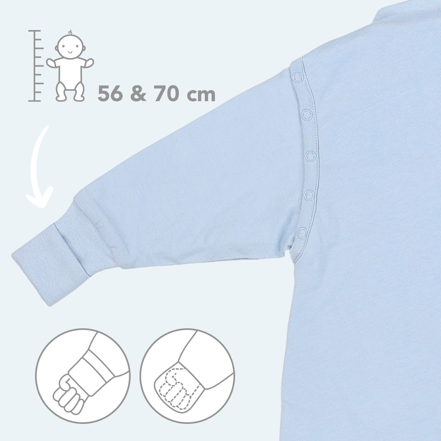 Saco de dormir para bebé 3.5 TOG_Azul Hielo_zona del brazo_1210