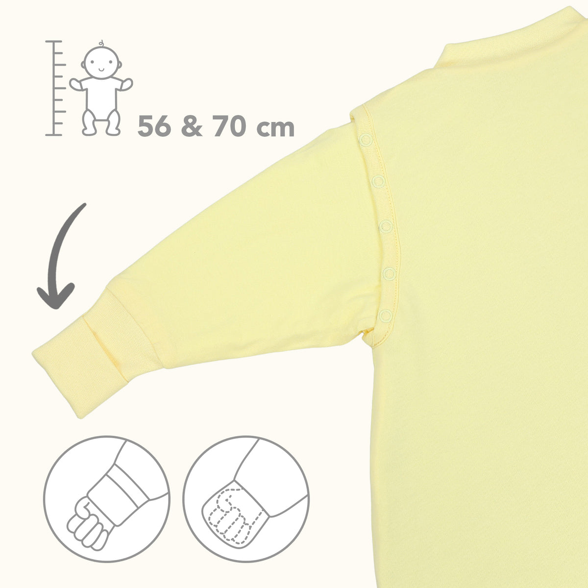Saco de dormir para bebé 3.5 TOG_Amarillo Claro_zona del brazo_1210