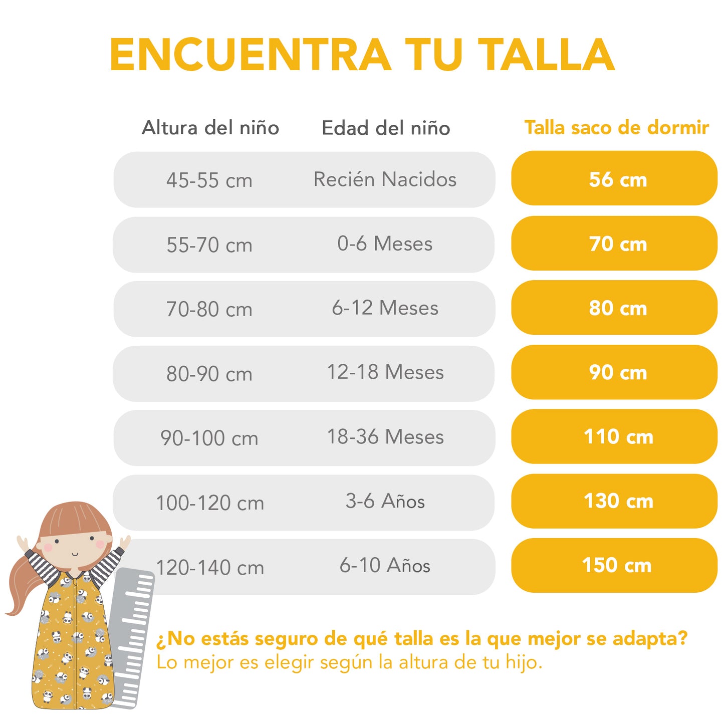 Saco de dormir para bebé 3.5 TOG_tabla de tallas_1210