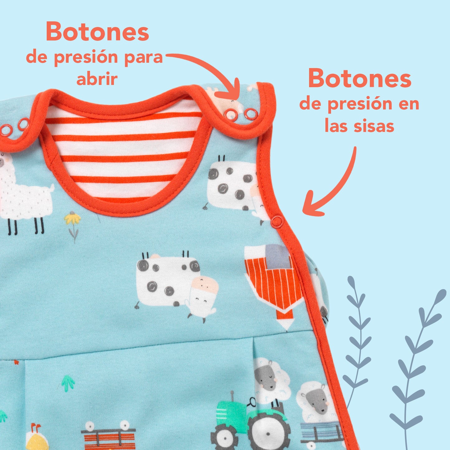 Saco de dormir para bebé de algódon orgánico, 1.0 TOG