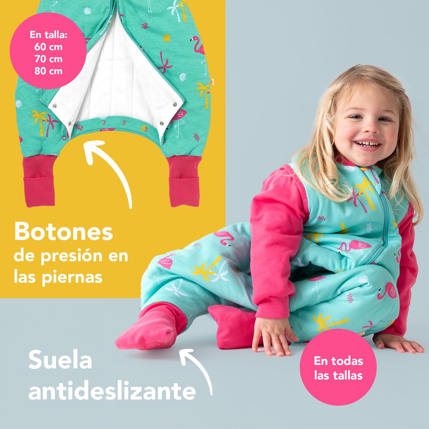 Saco de dormir con pies y suelas antideslizantes, de algódon orgánico 2.5 TOG