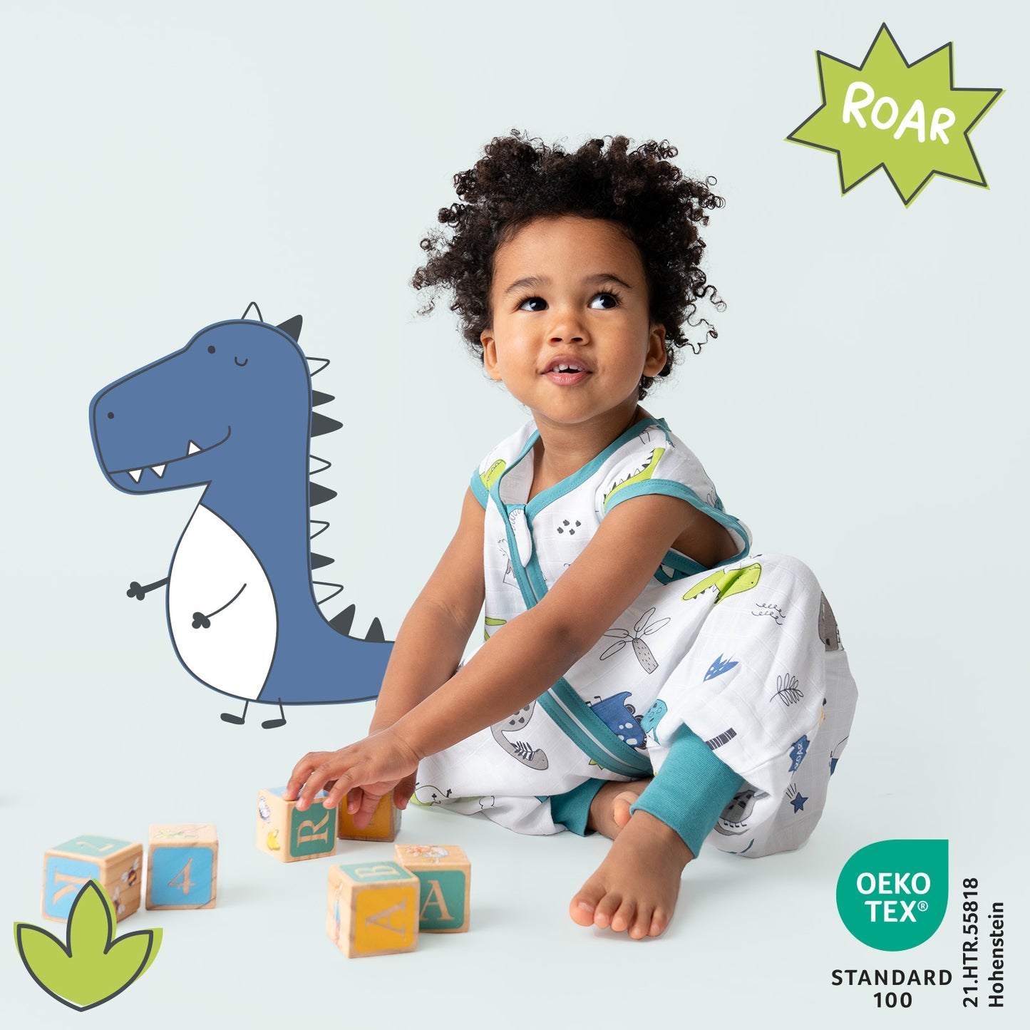 Saco de dormir con pies de muselina 0.5 TOG_Dino_412_2